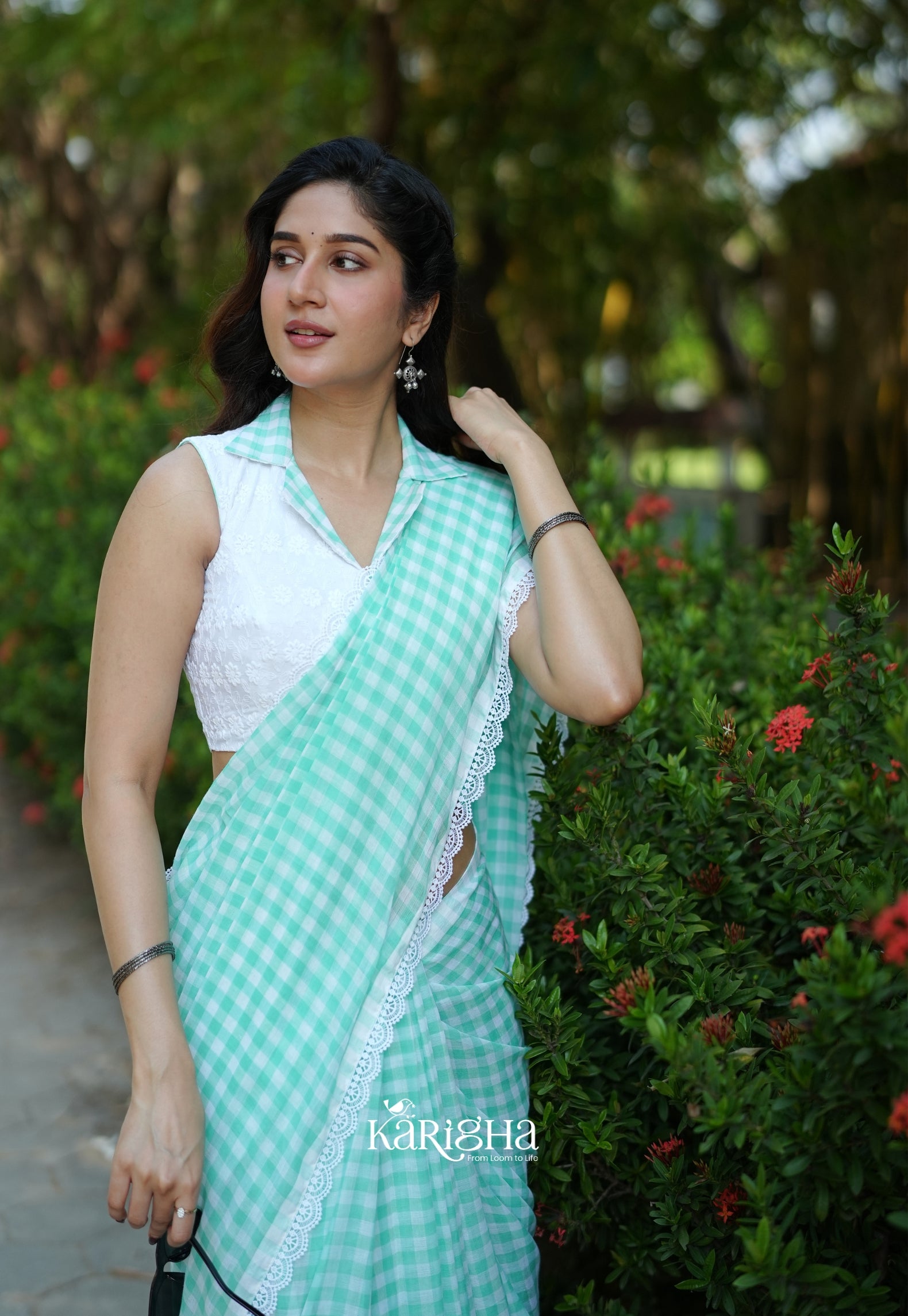 Sunny Picnic Check Mul Cotton Saree