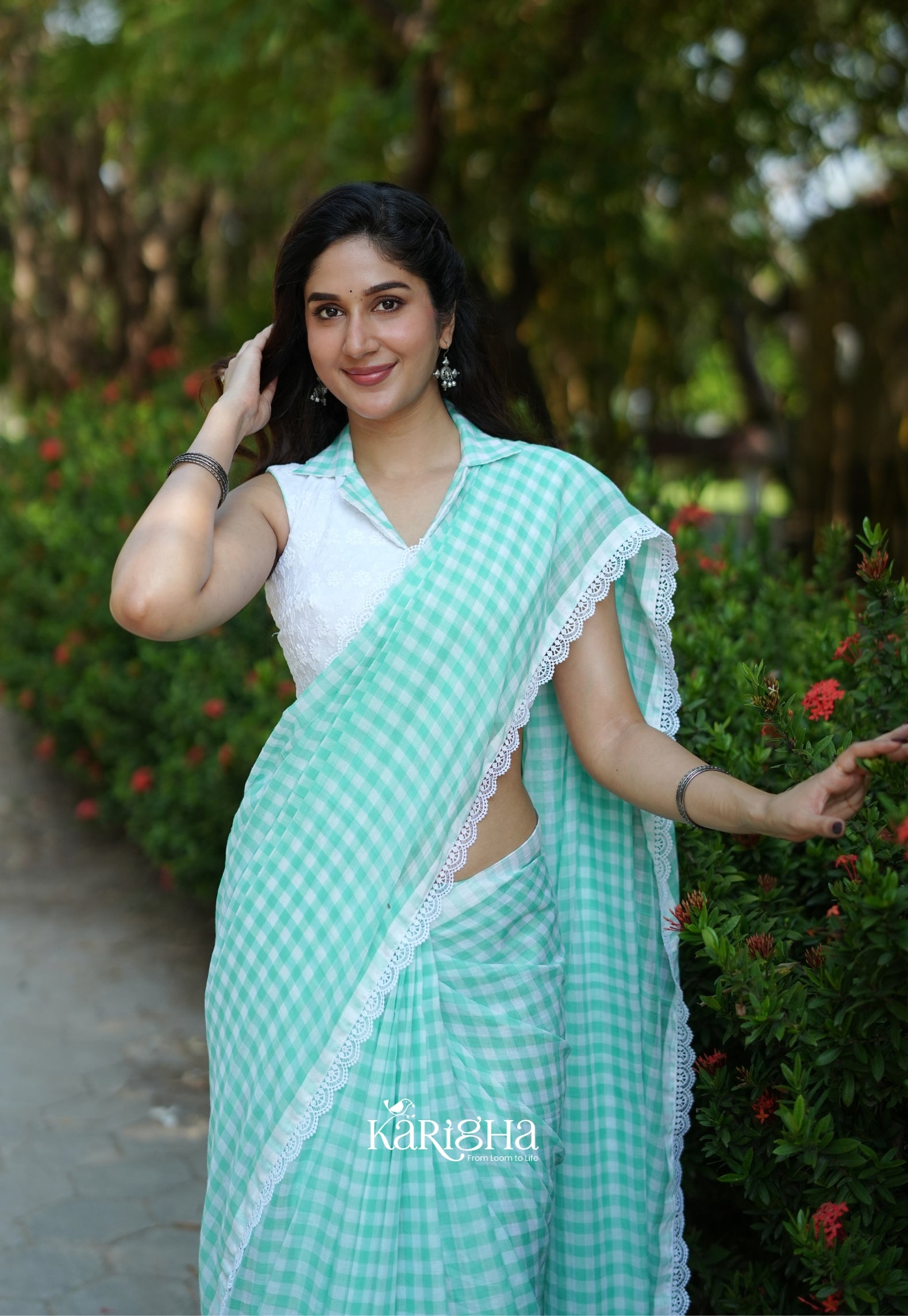 Sunny Picnic Check Mul Cotton Saree