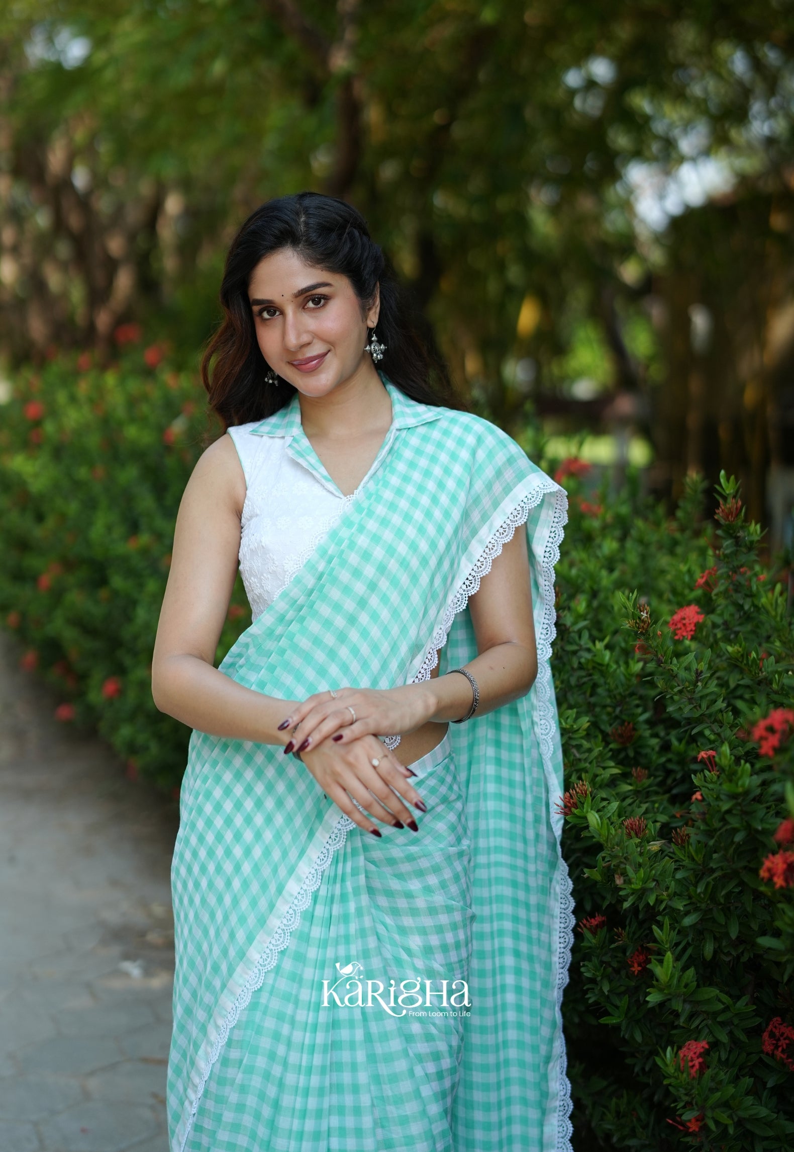 Sunny Picnic Check Mul Cotton Saree
