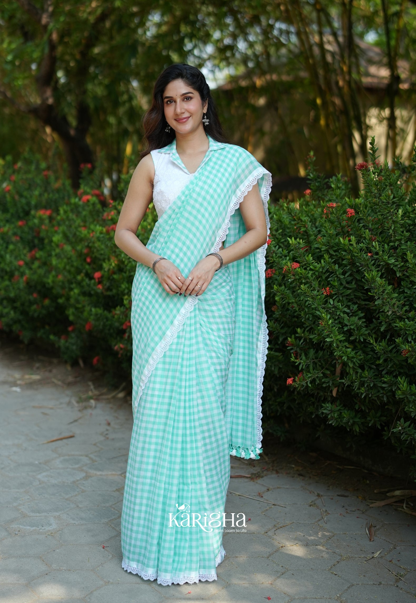 Sunny Picnic Check Mul Cotton Saree