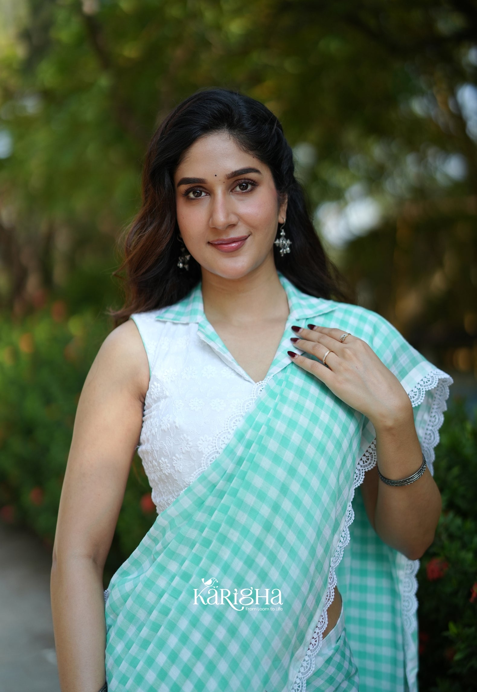 Sunny Picnic Check Mul Cotton Saree
