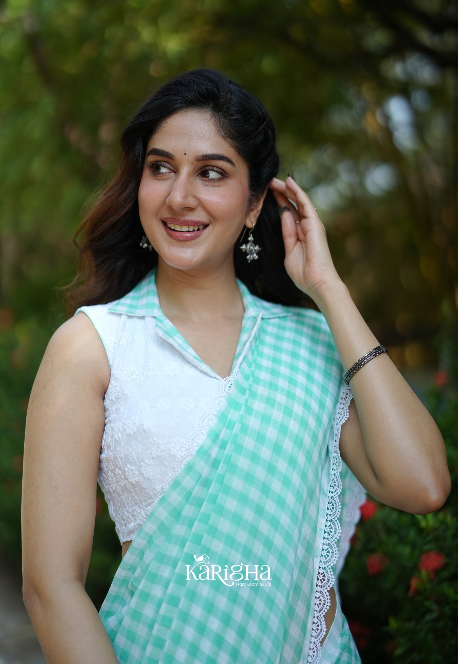 Sunny Picnic Check Mul Cotton Saree
