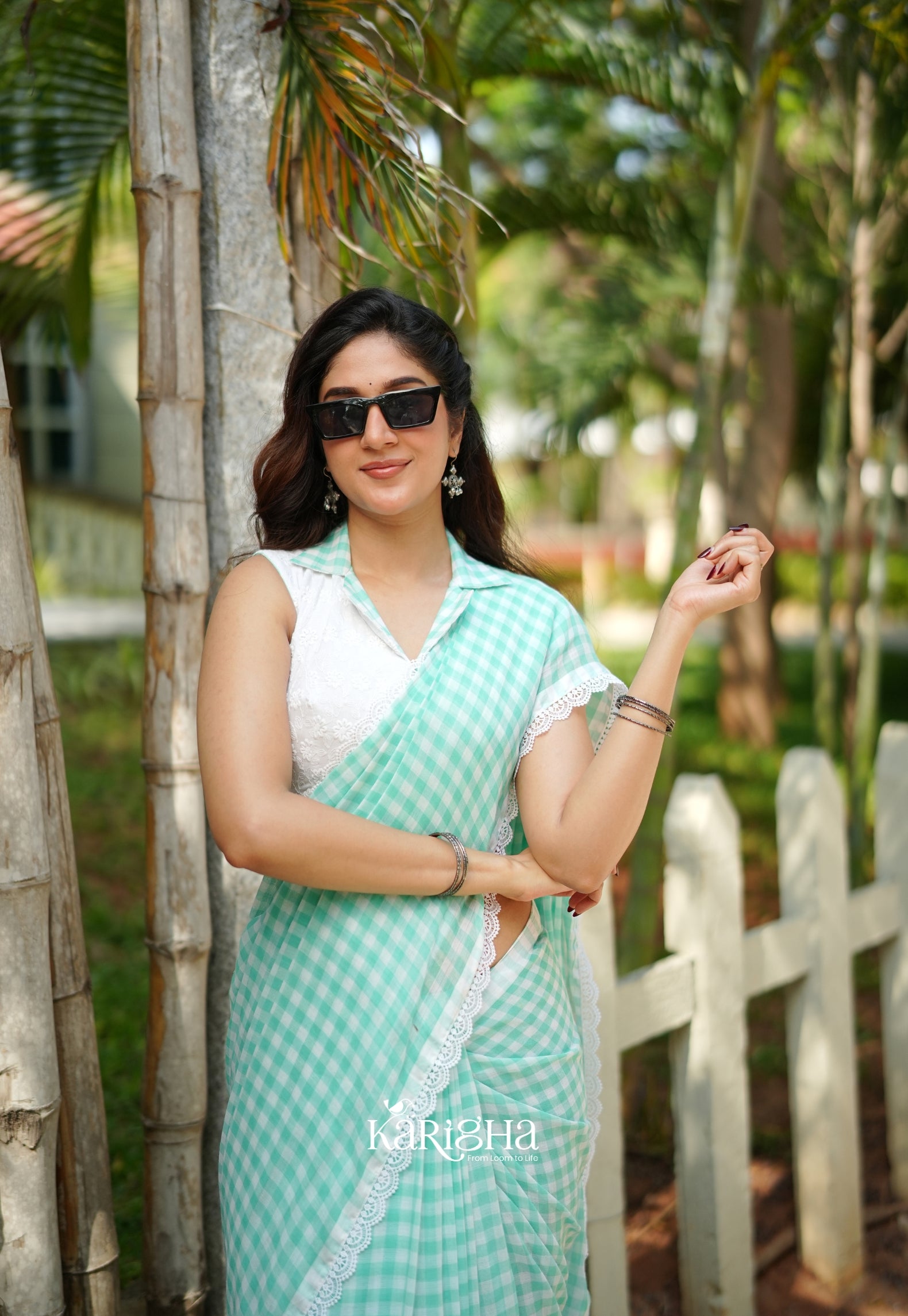 Sunny Picnic Check Mul Cotton Saree