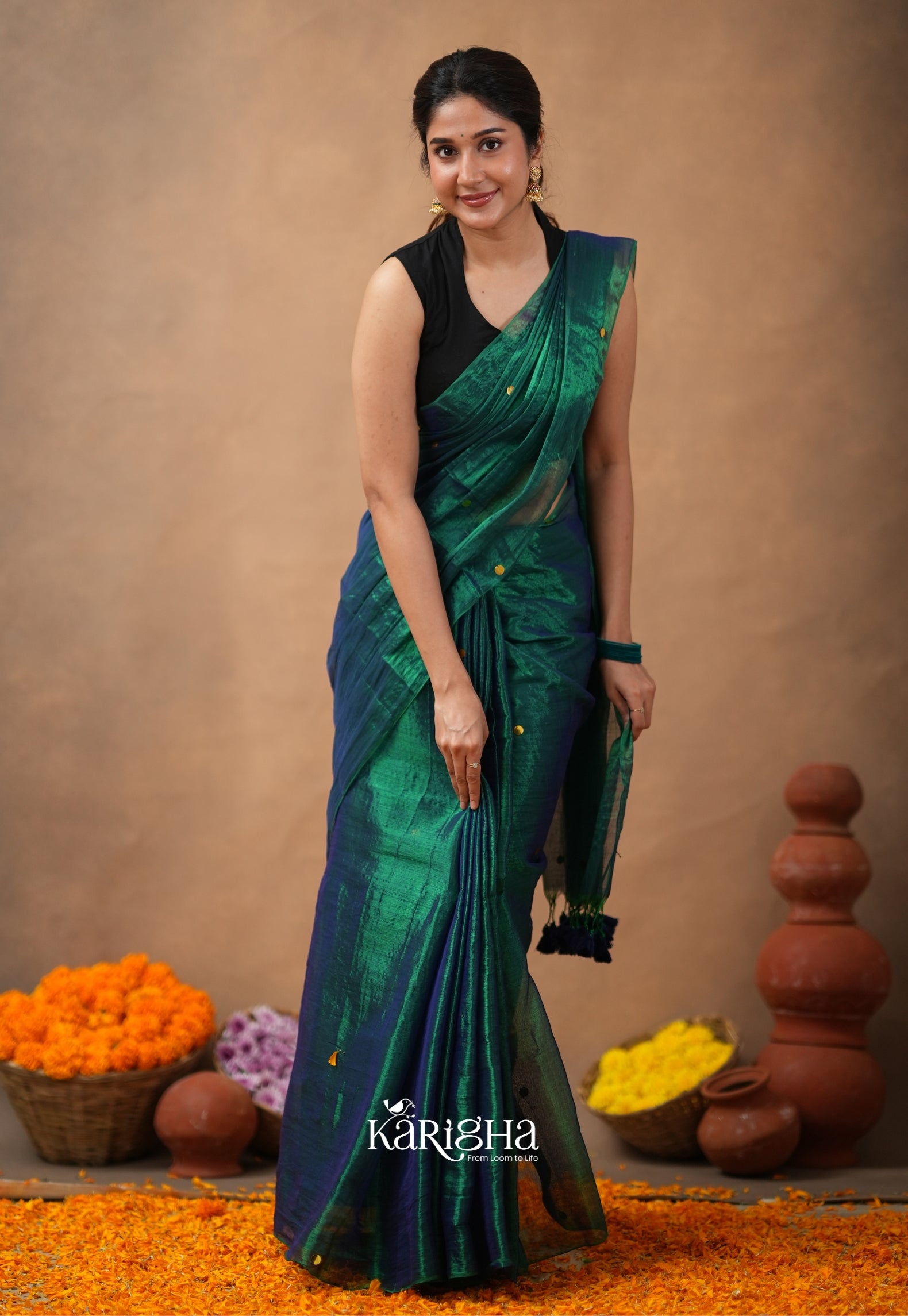 Sequin Radiance – Premium Tissue Saree with Shimmer Detailing