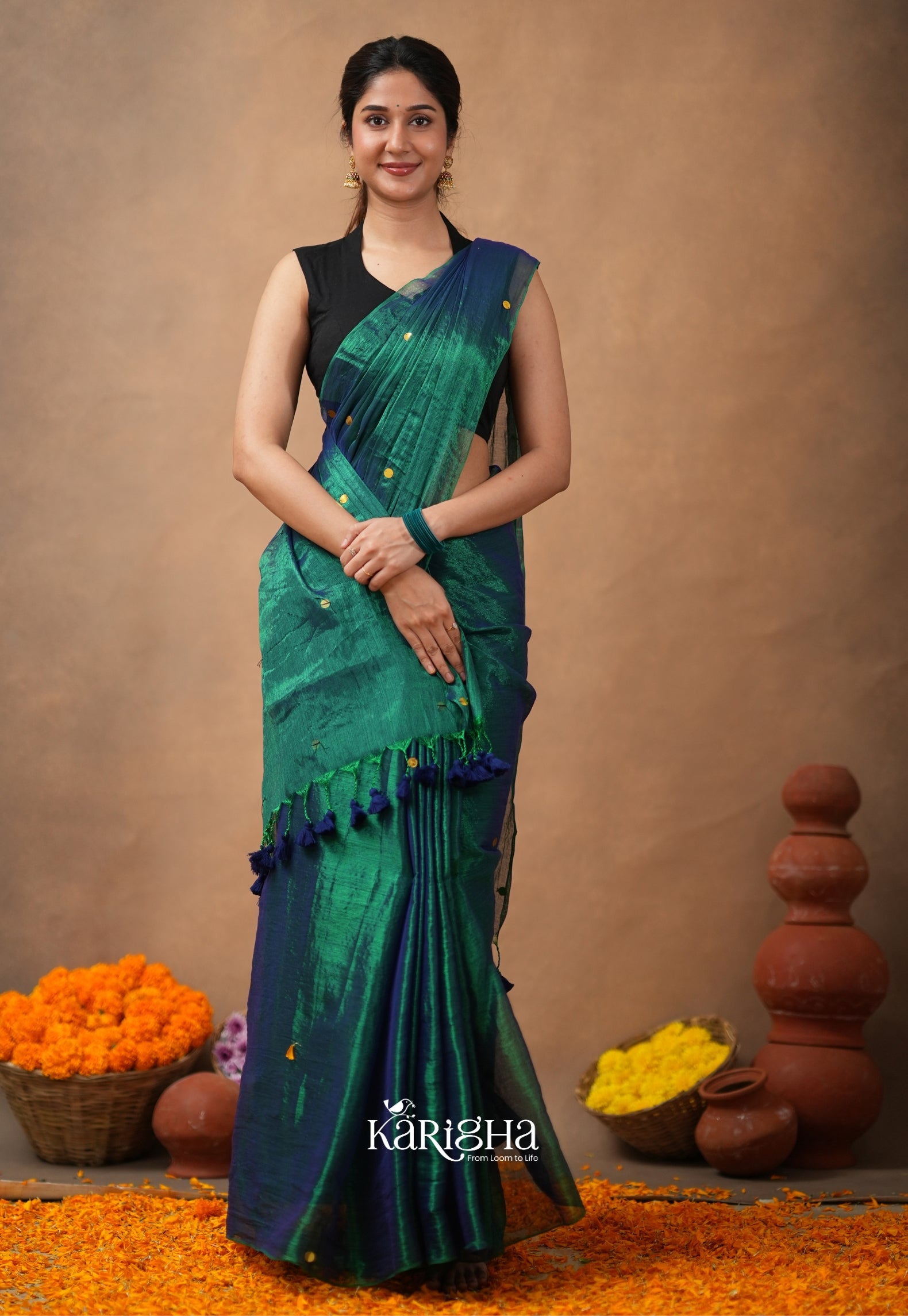 Sequin Radiance – Premium Tissue Saree with Shimmer Detailing
