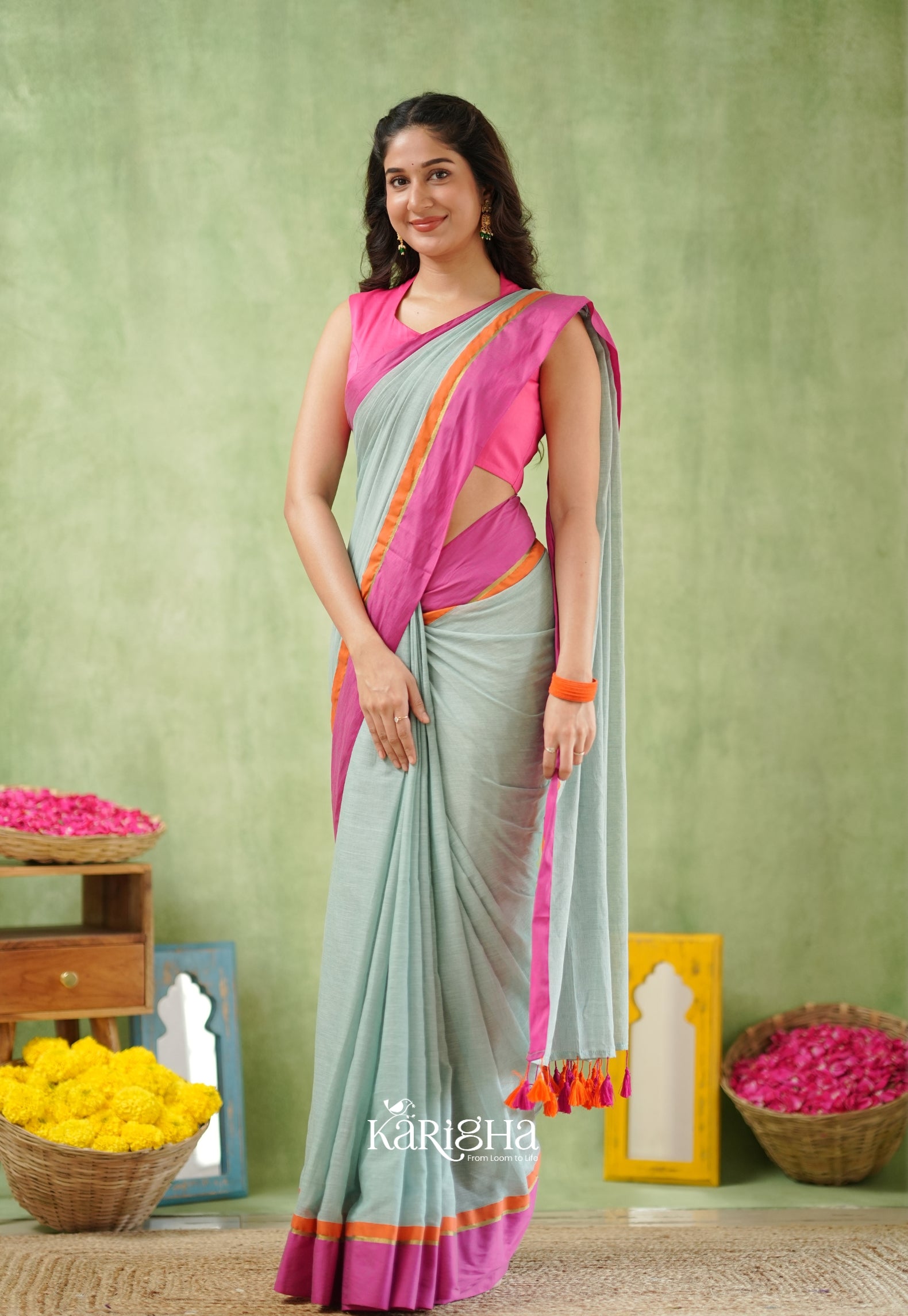 Pink Poise Pure Cotton Saree – Soft & Elegant Drapes