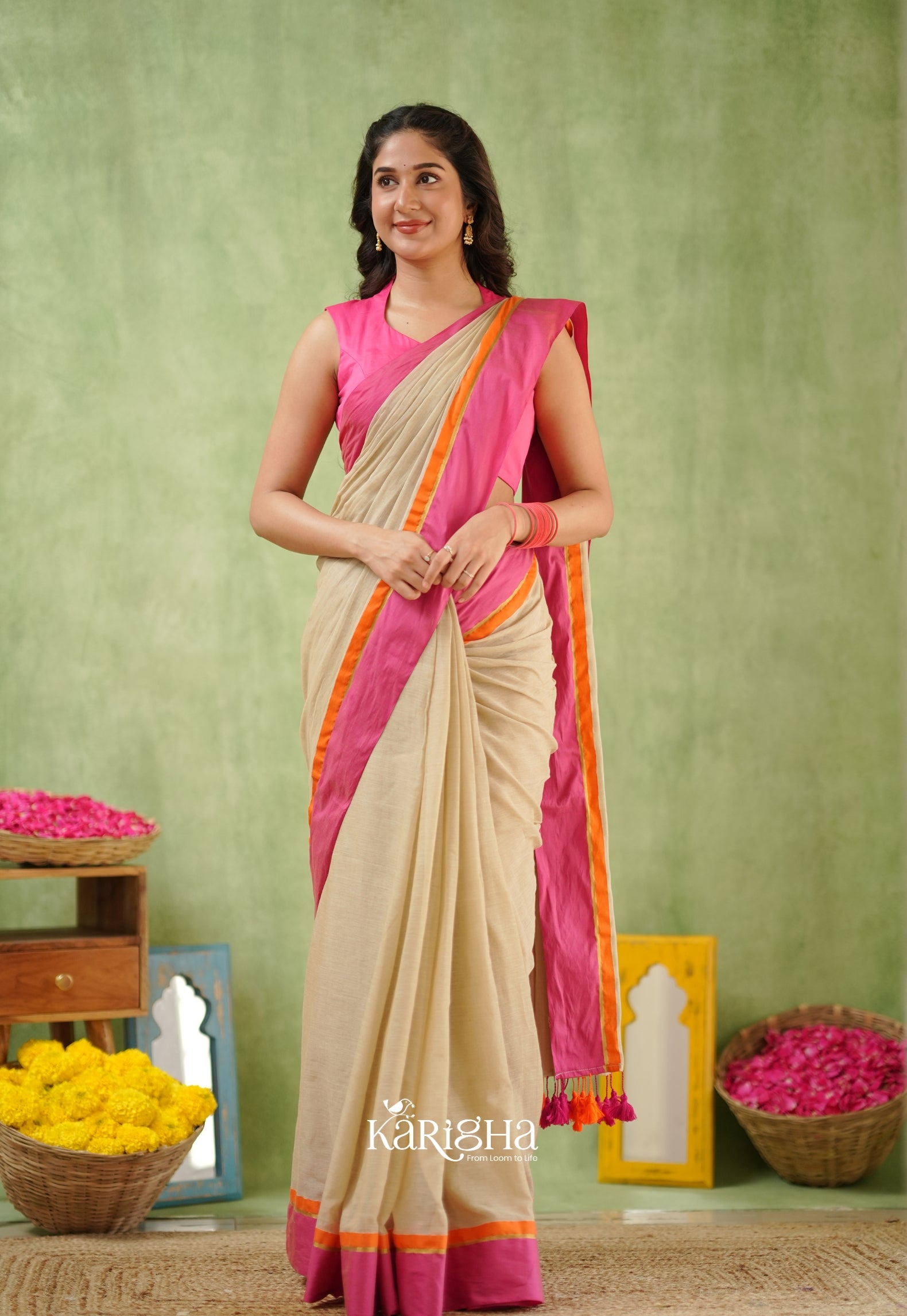 Pink Poise Pure Cotton Saree – Soft & Elegant Drapes