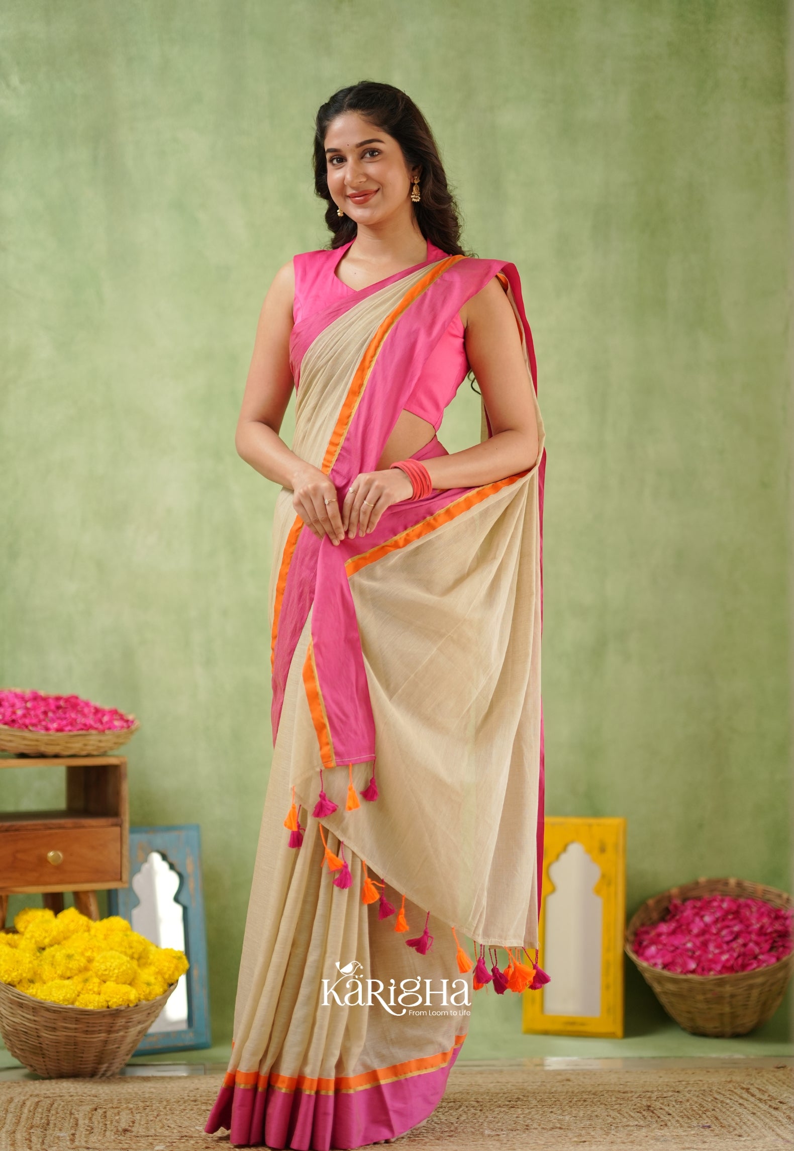 Pink Poise Pure Cotton Saree – Soft & Elegant Drapes