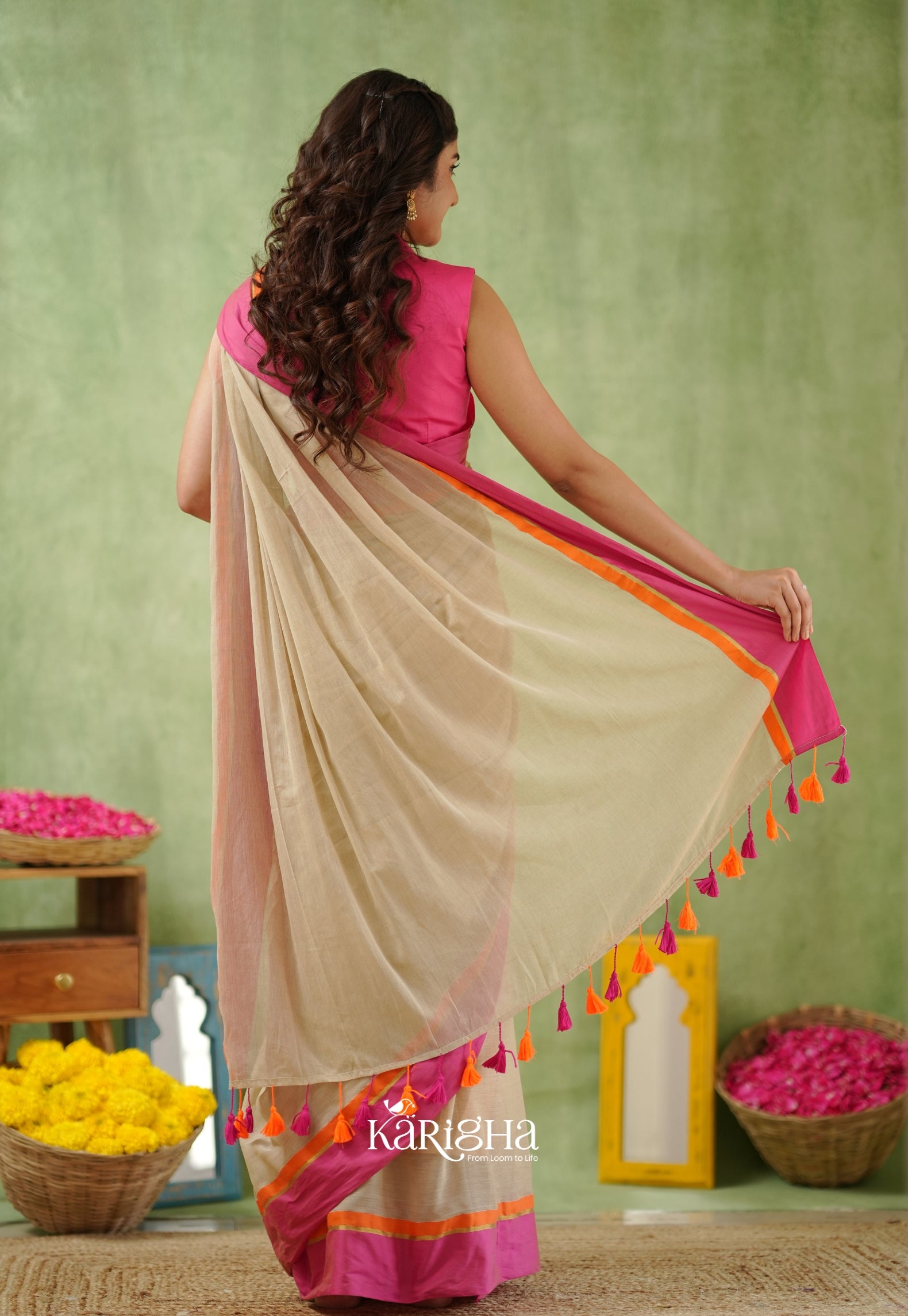 Pink Poise Pure Cotton Saree – Soft & Elegant Drapes