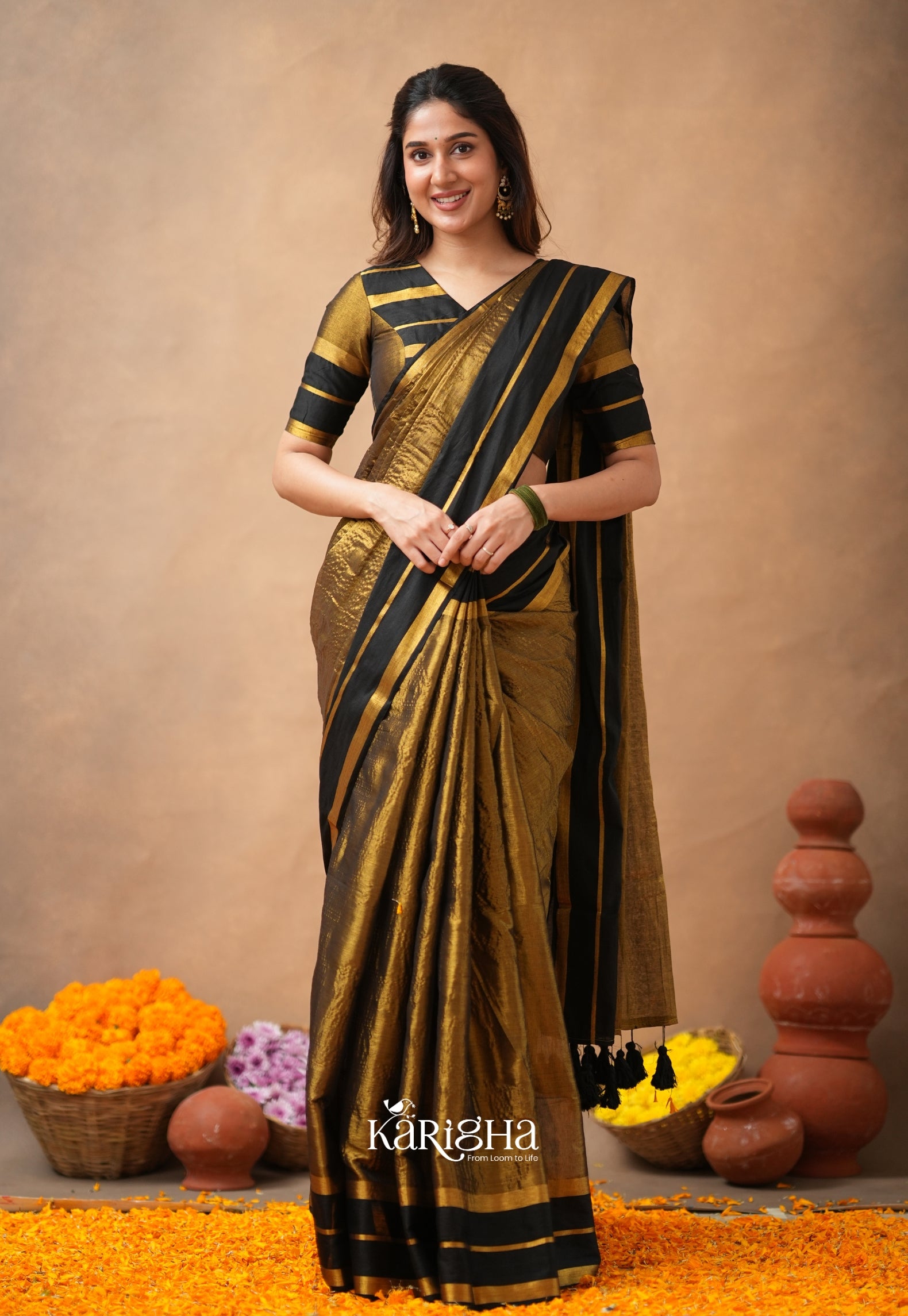 Liquid Glow – Tissue Cotton Saree with Silky Flow