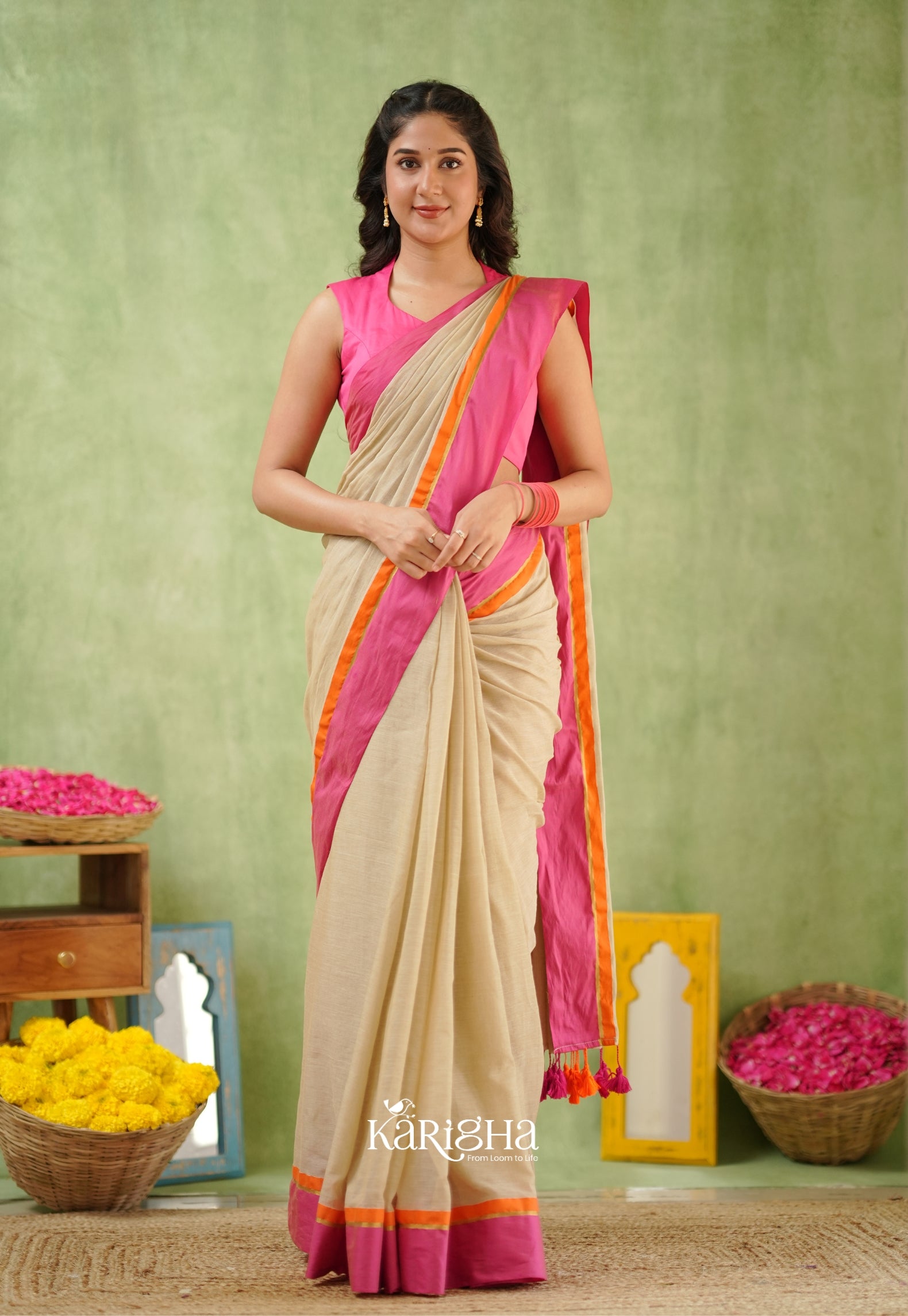 Pink Poise Pure Cotton Saree – Soft & Elegant Drapes