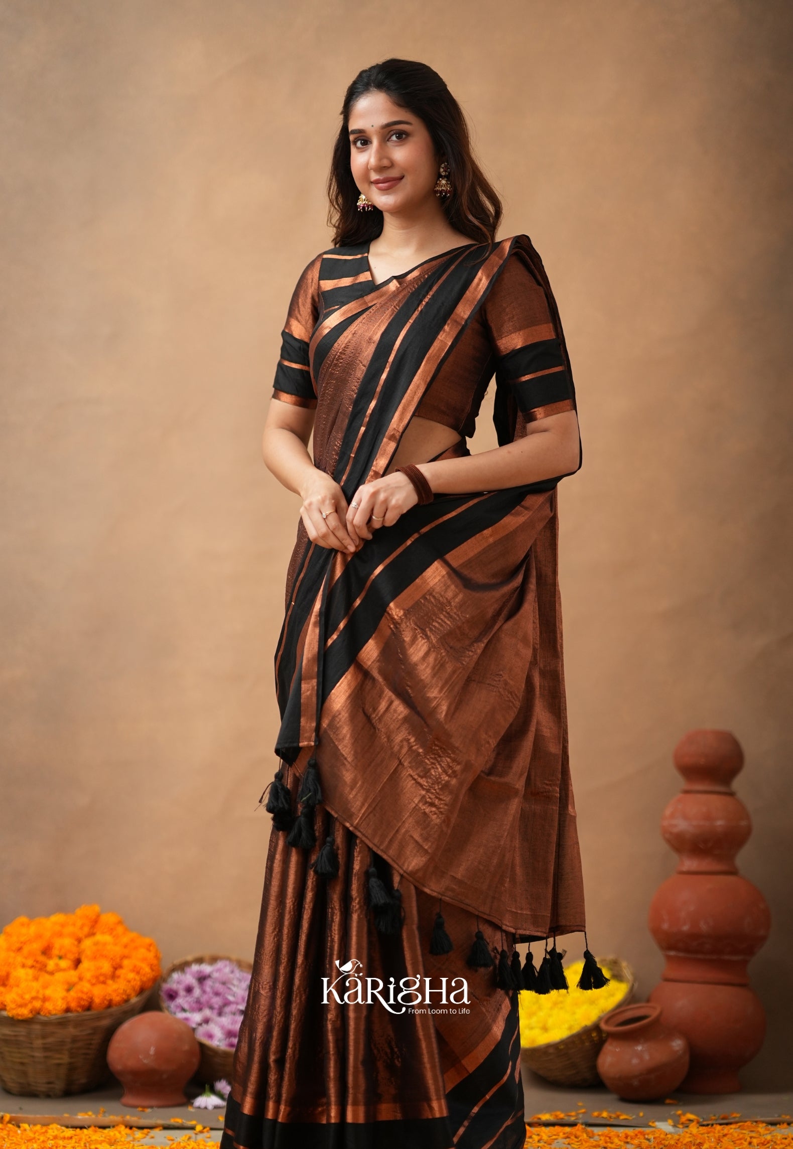 Liquid Glow – Tissue Cotton Saree with Silky Flow