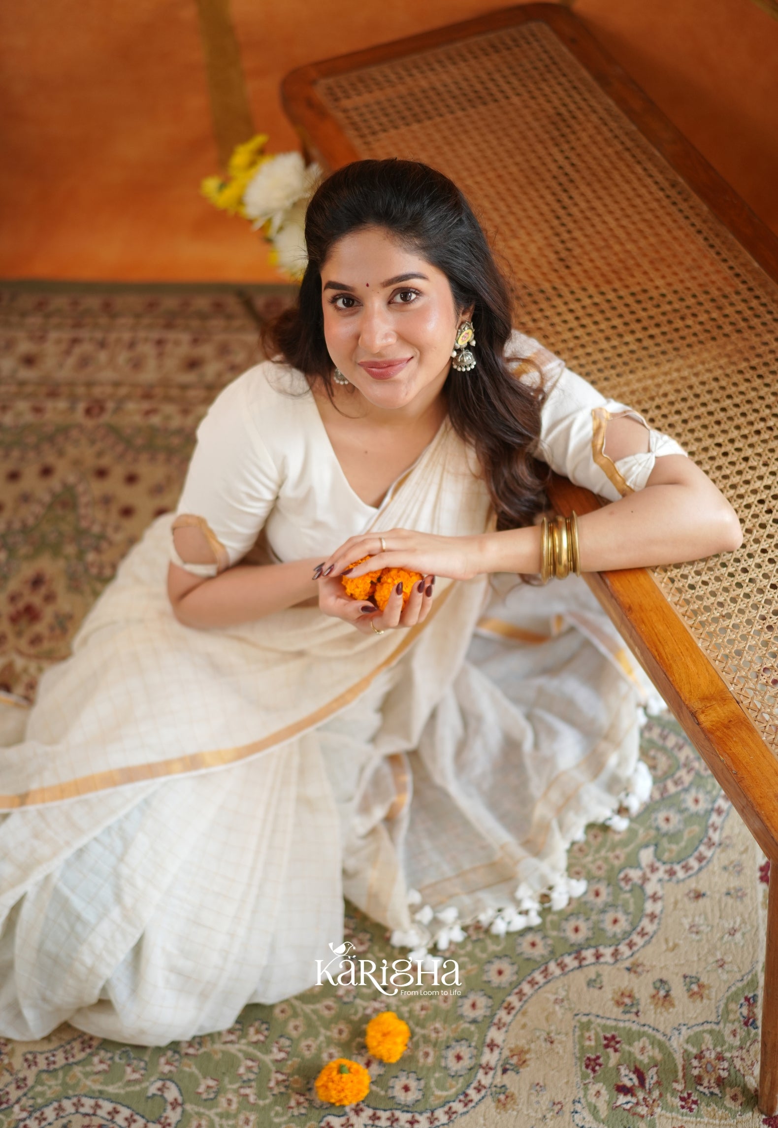 Amber Check Heritage Mul Cotton Saree
