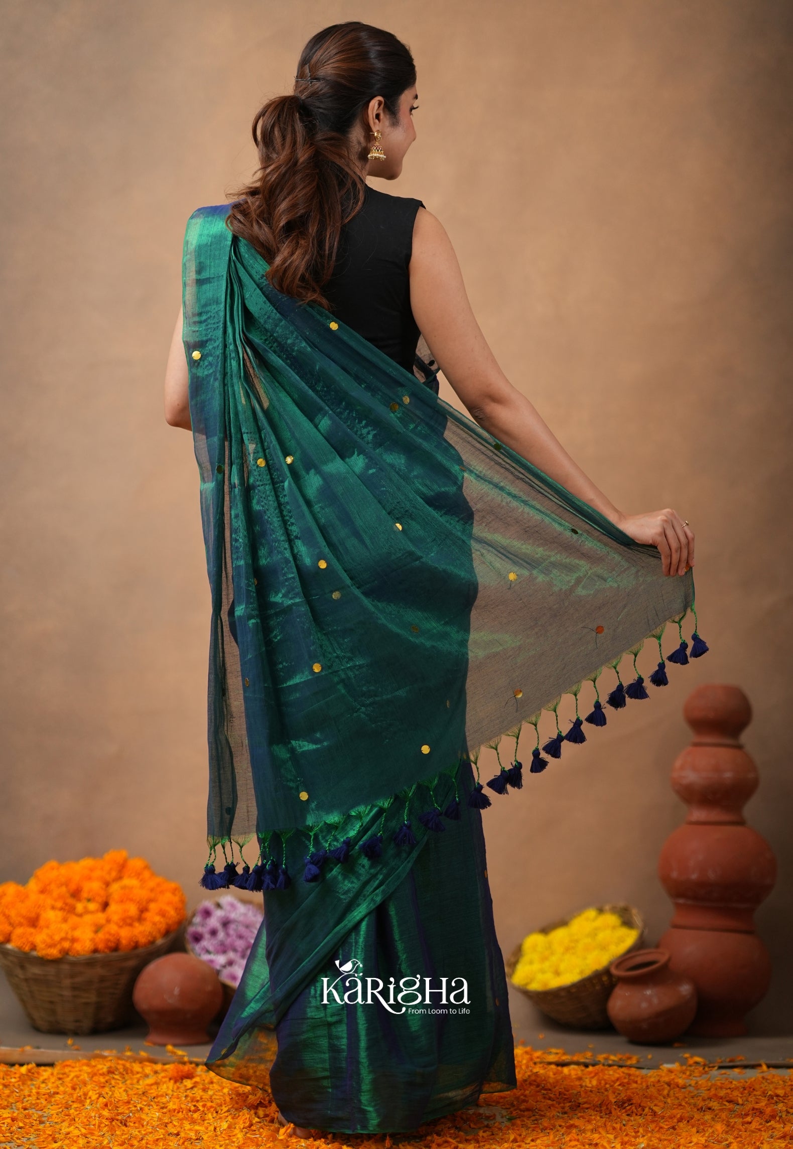 Sequin Radiance – Premium Tissue Saree with Shimmer Detailing
