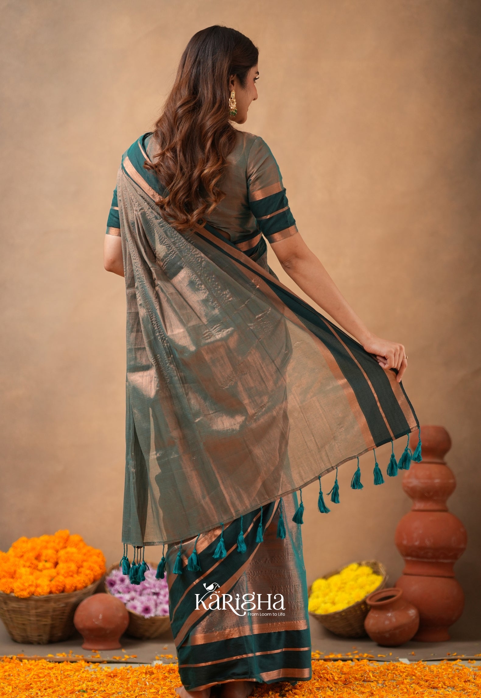 Liquid Glow – Tissue Cotton Saree with Silky Flow