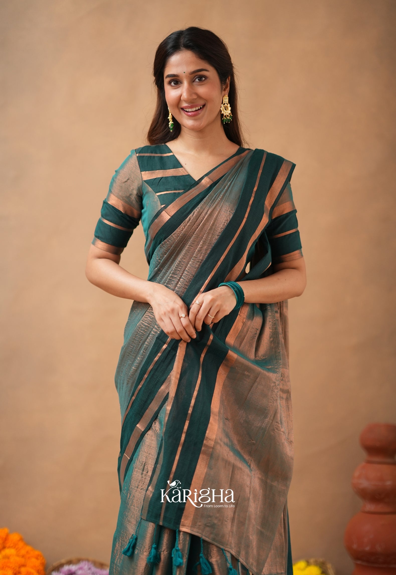 Liquid Glow – Tissue Cotton Saree with Silky Flow