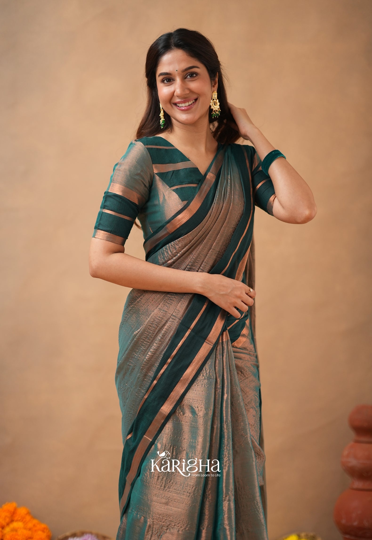 Liquid Glow – Tissue Cotton Saree with Silky Flow