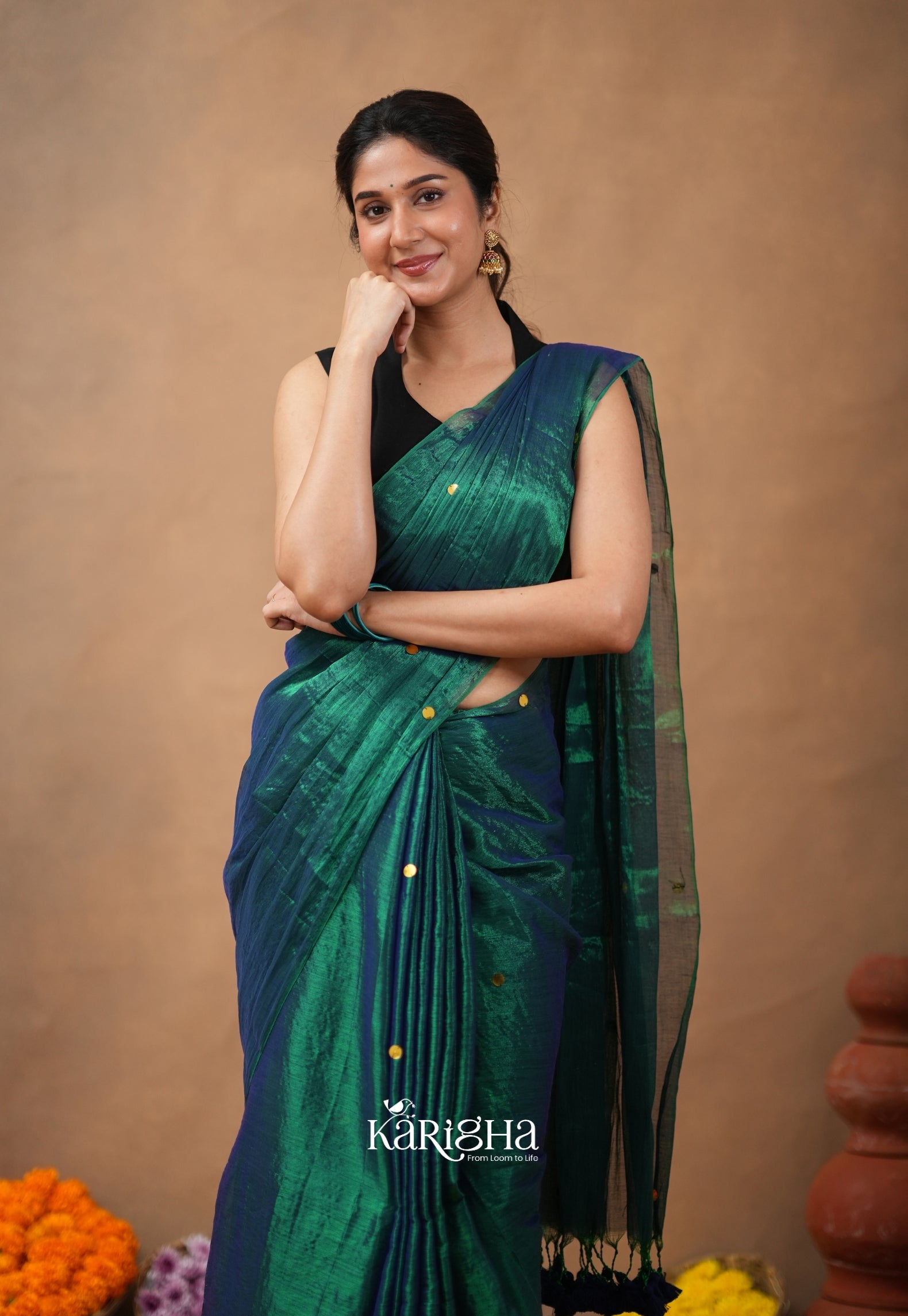 Sequin Radiance – Premium Tissue Saree with Shimmer Detailing