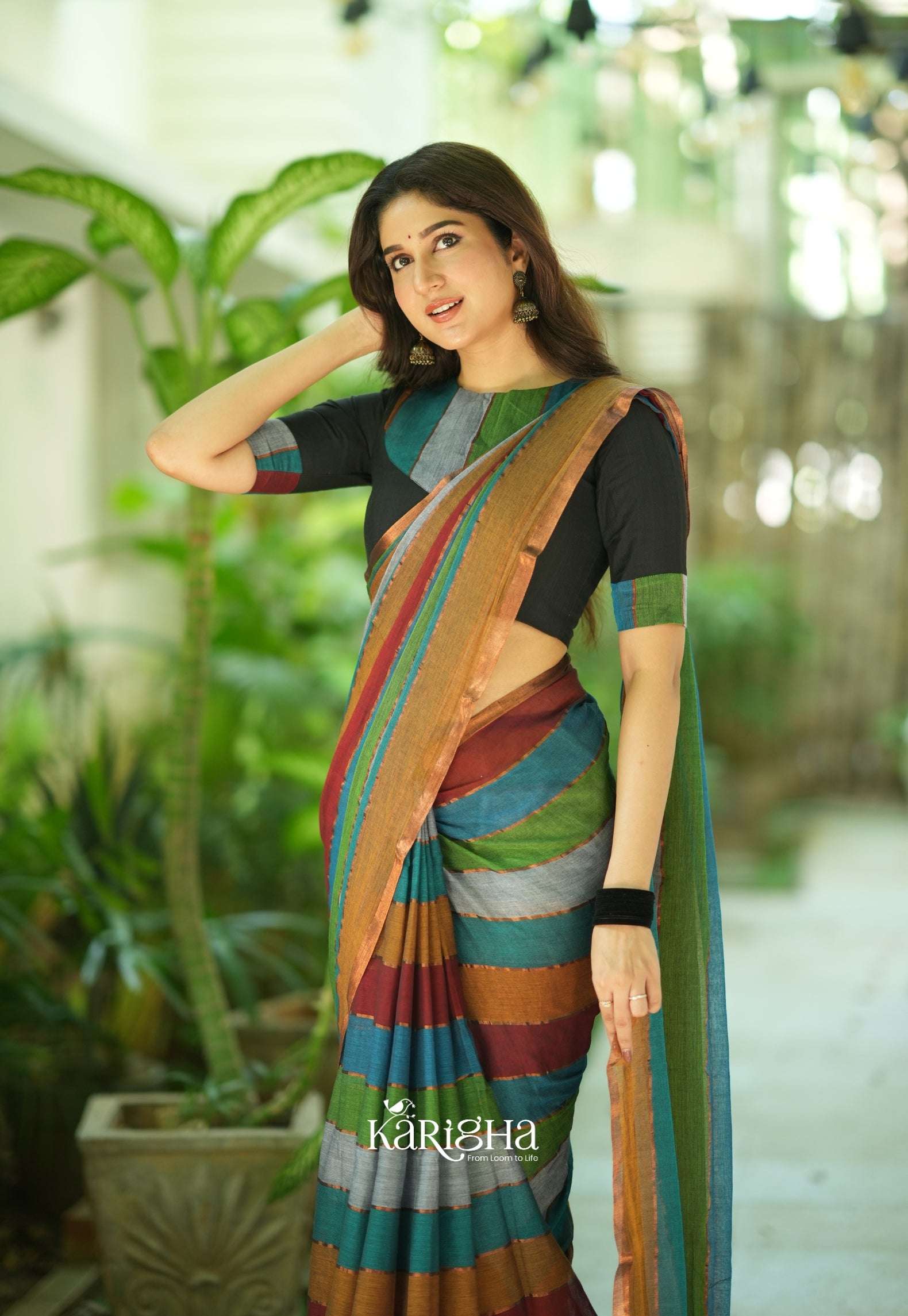 Multicolor Mul Cotton Saree – Vibrant Weave Magic