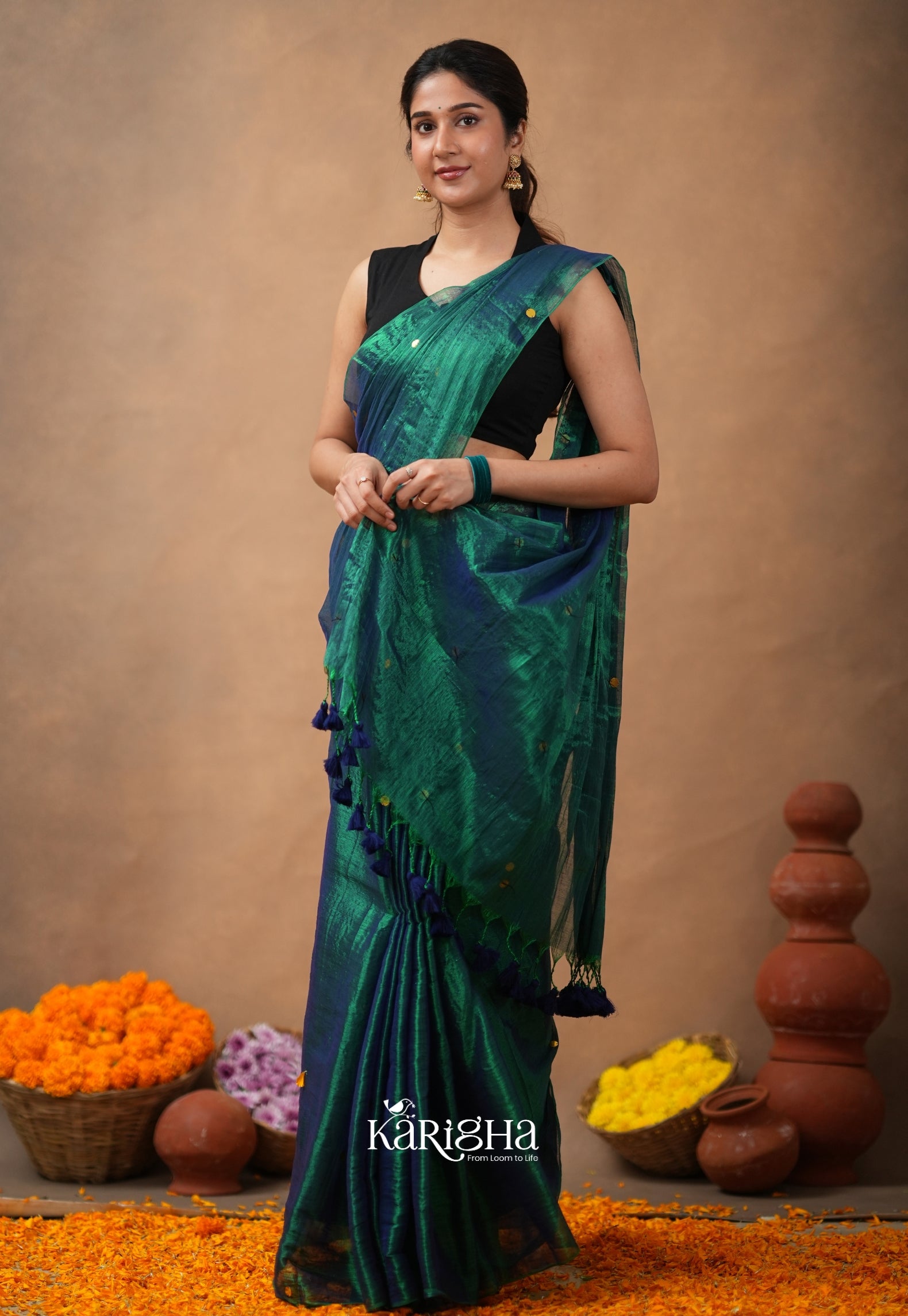 Sequin Radiance – Premium Tissue Saree with Shimmer Detailing