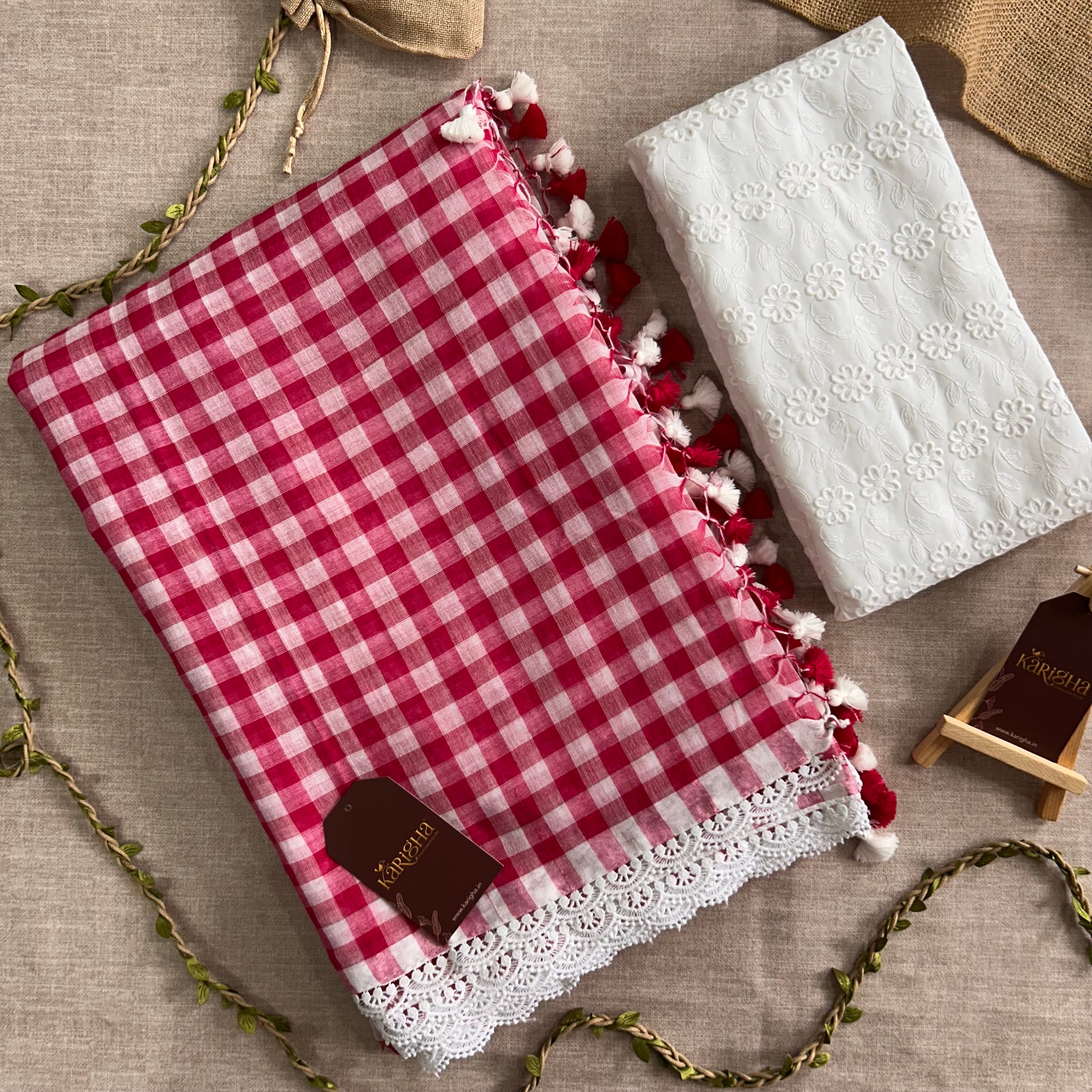 Sunny Picnic Check Mul Cotton Saree