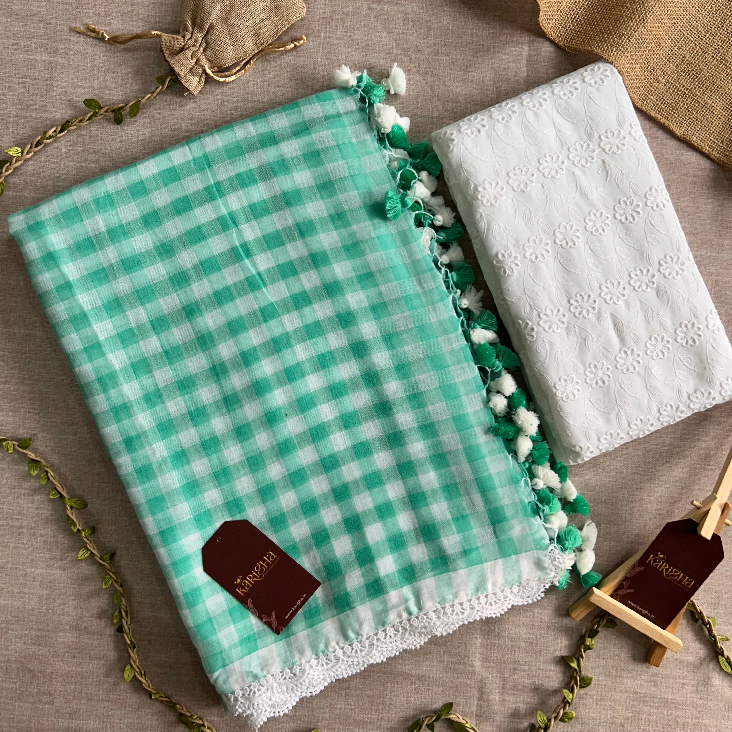 Sunny Picnic Check Mul Cotton Saree