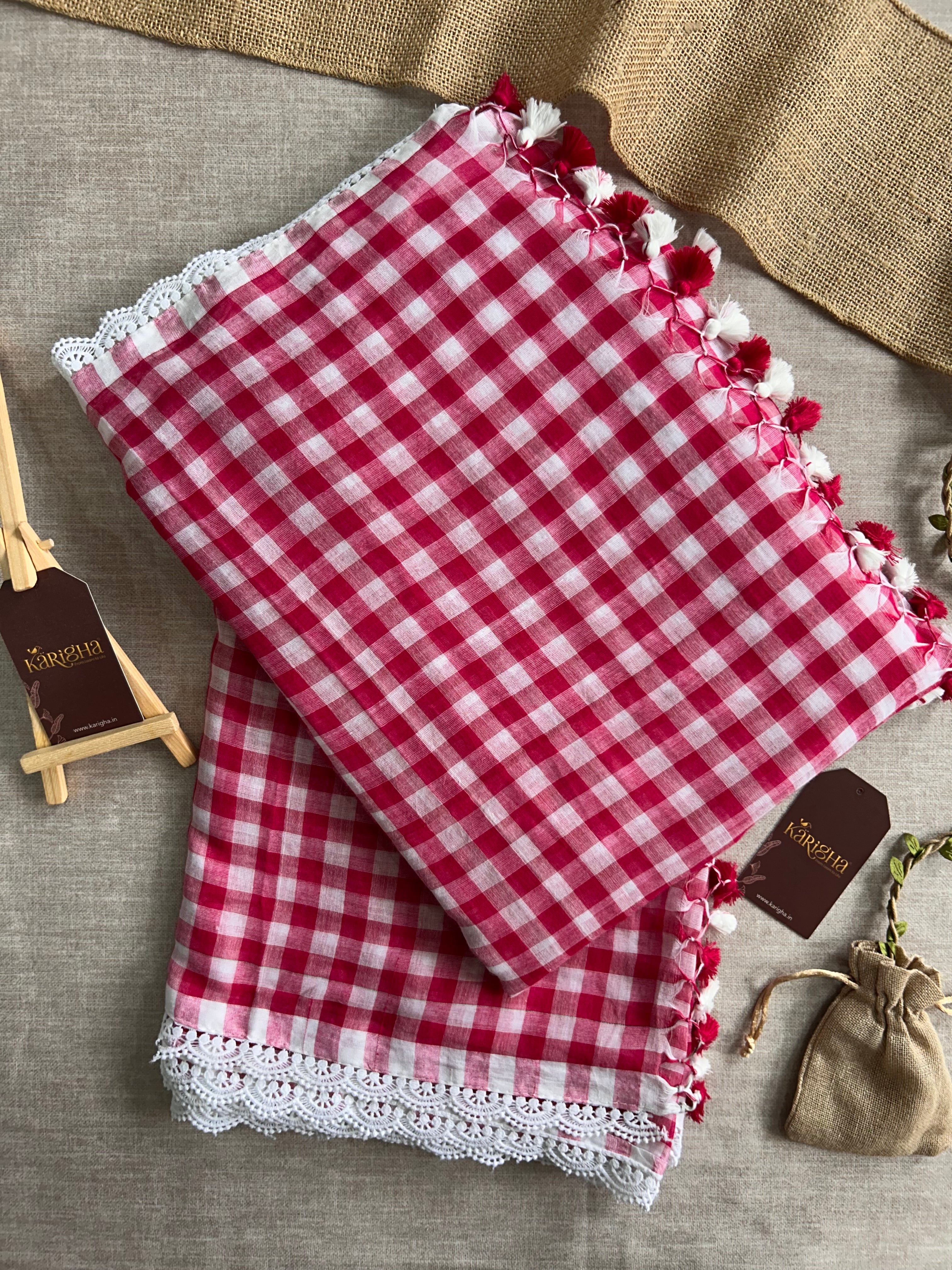 Sunny Picnic Check Mul Cotton Saree