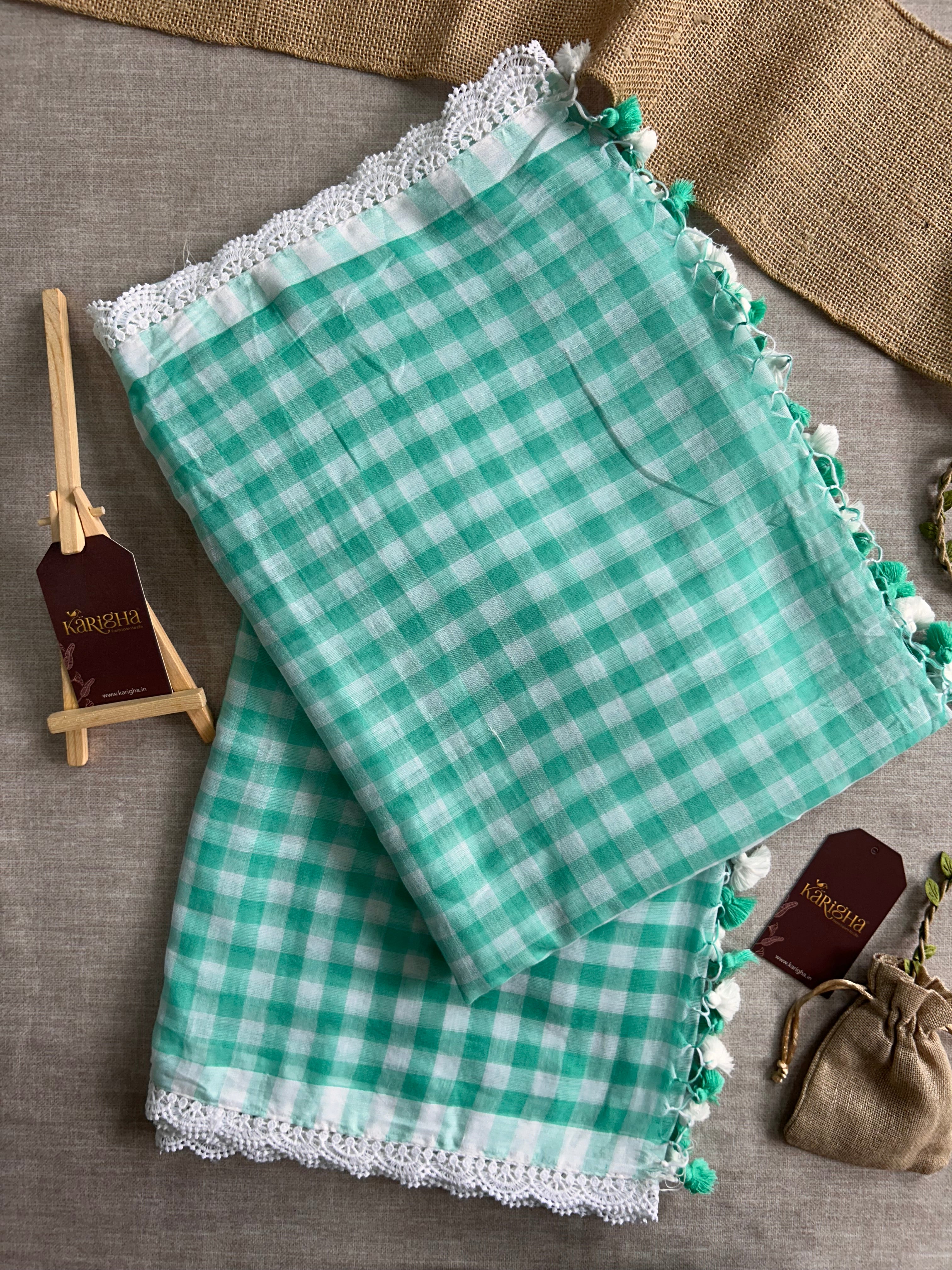 Sunny Picnic Check Mul Cotton Saree