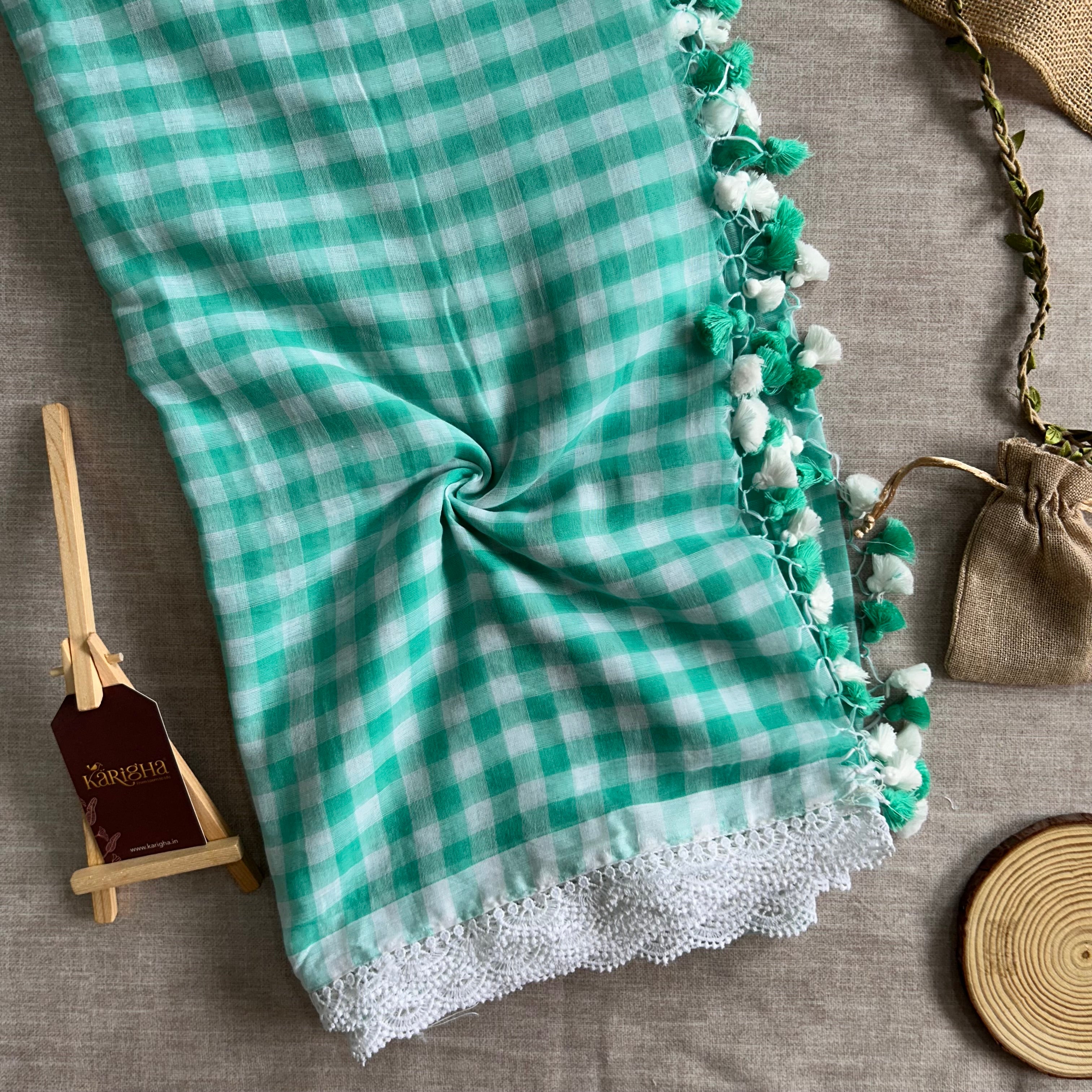 Sunny Picnic Check Mul Cotton Saree