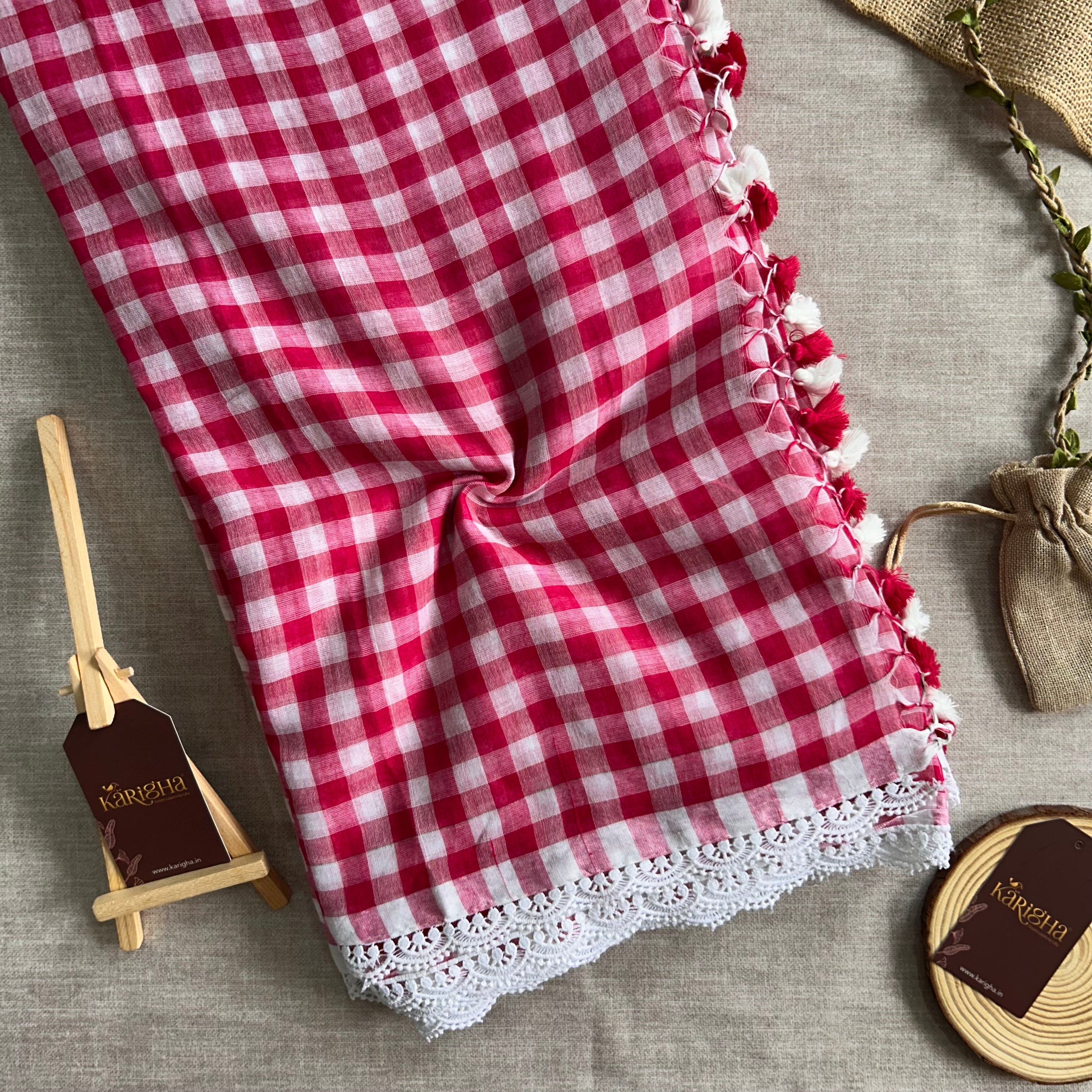 Sunny Picnic Check Mul Cotton Saree