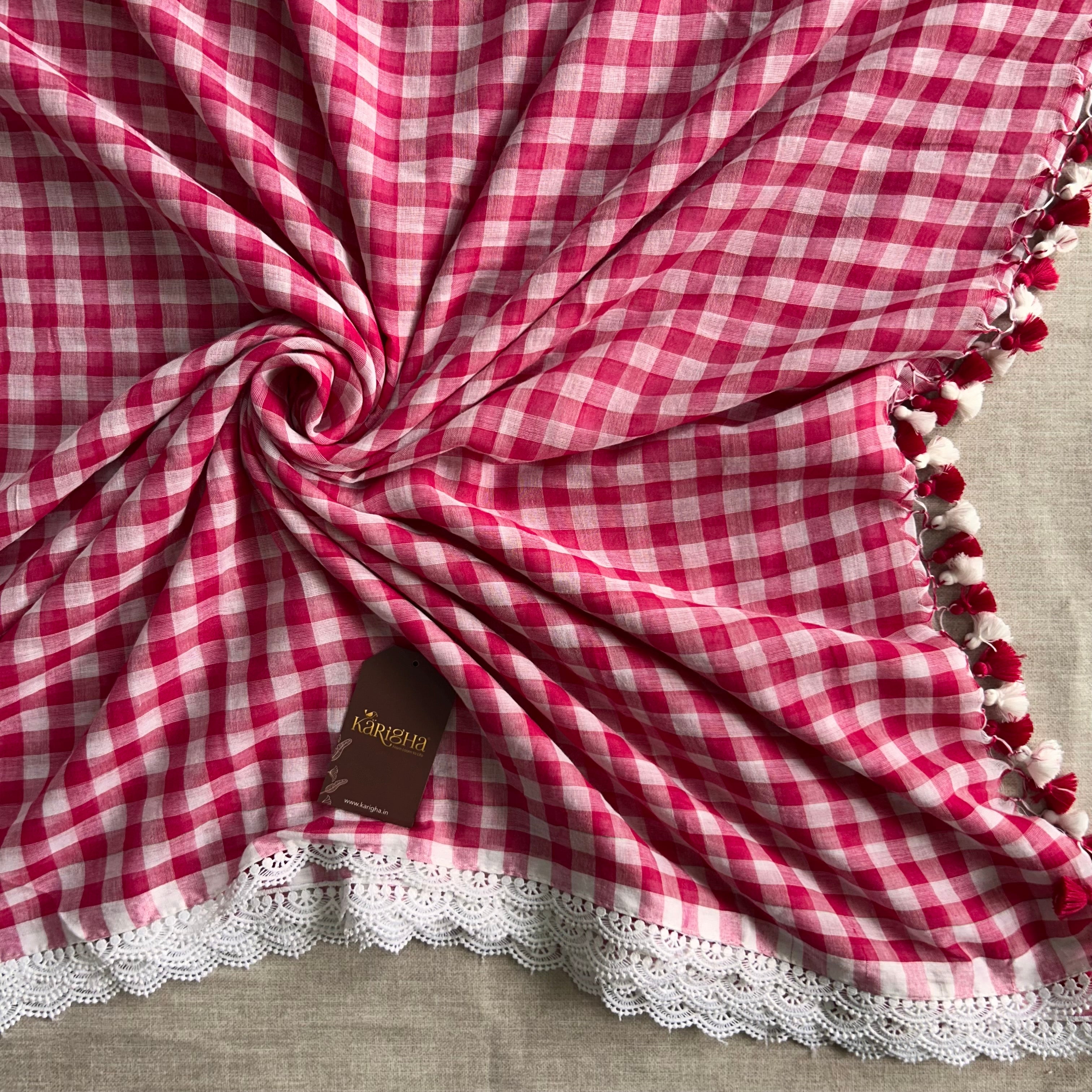 Sunny Picnic Check Mul Cotton Saree