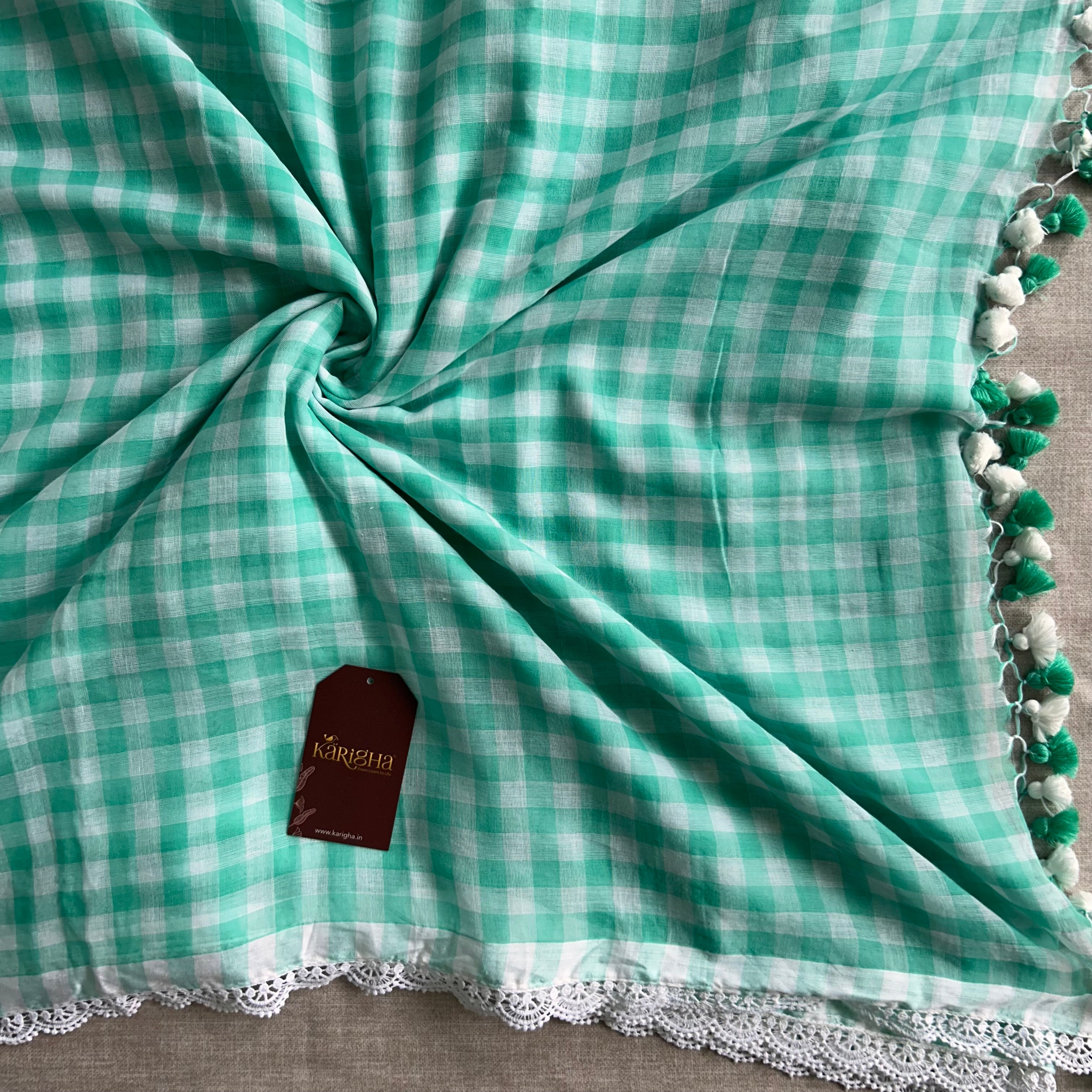 Sunny Picnic Check Mul Cotton Saree