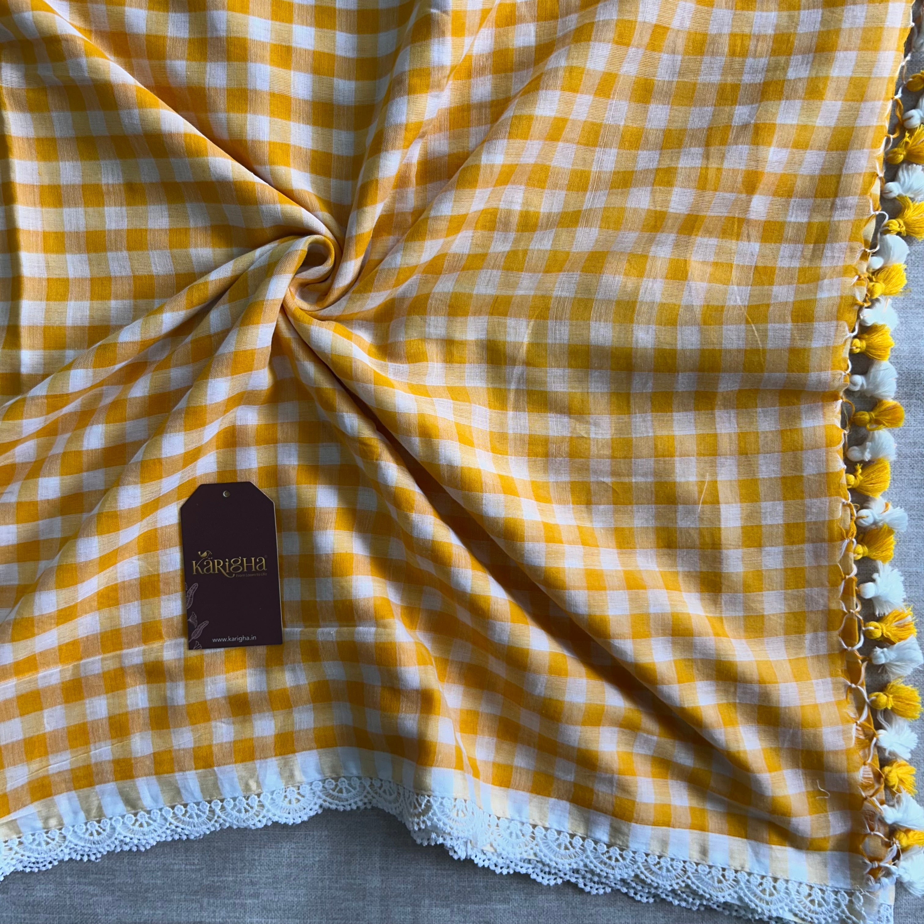 Sunny Picnic Check Mul Cotton Saree