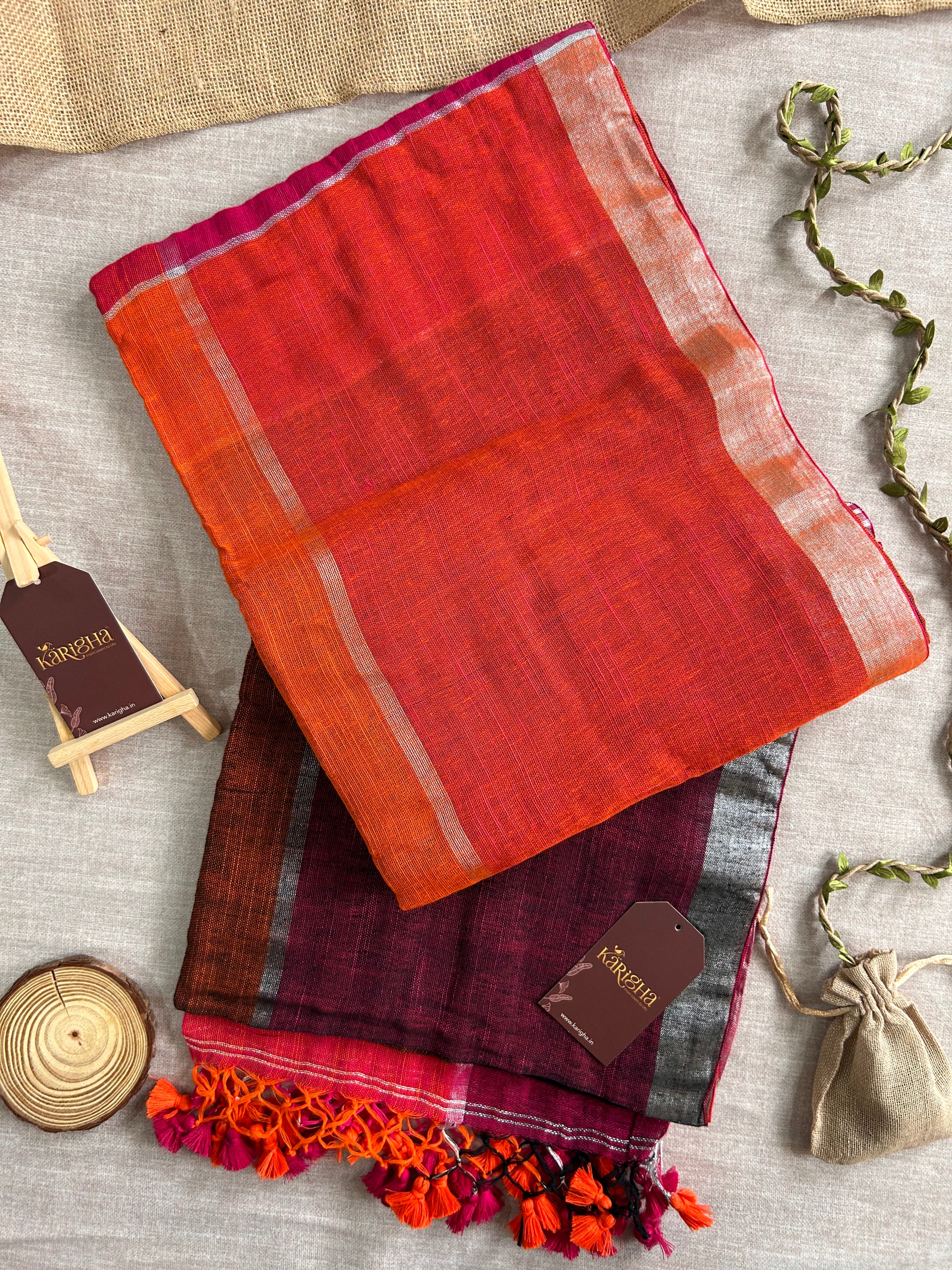 Urban Palette – Linen Cotton Saree with Contemporary Color Panels