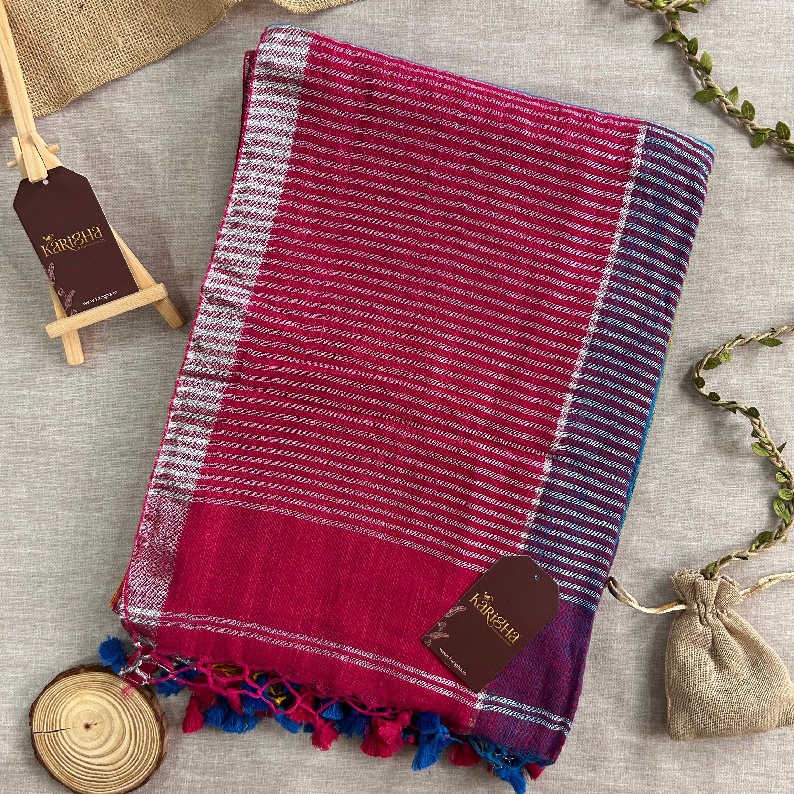 Urban Palette – Linen Cotton Saree with Contemporary Color Panels