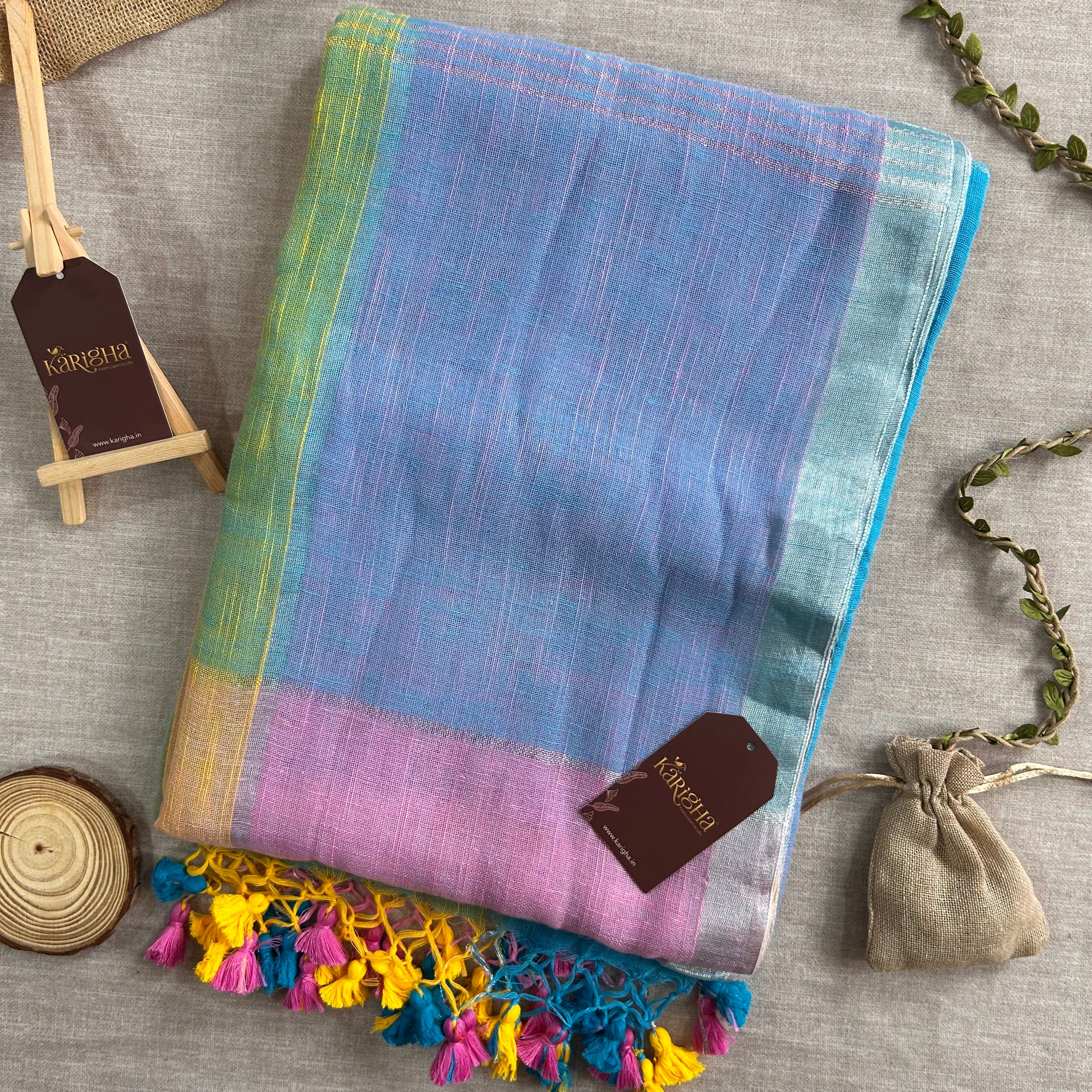 Urban Palette – Linen Cotton Saree with Contemporary Color Panels