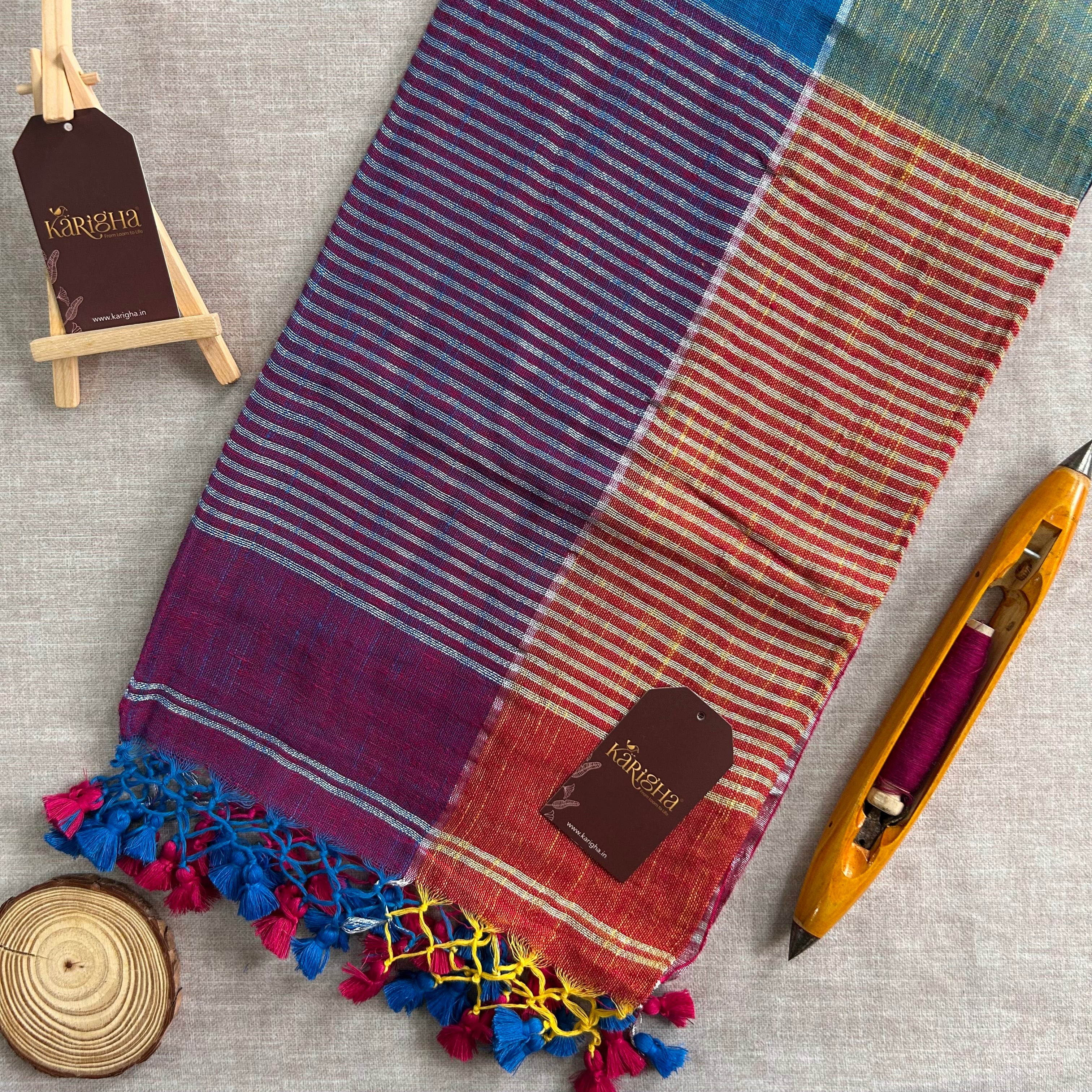 Urban Palette – Linen Cotton Saree with Contemporary Color Panels