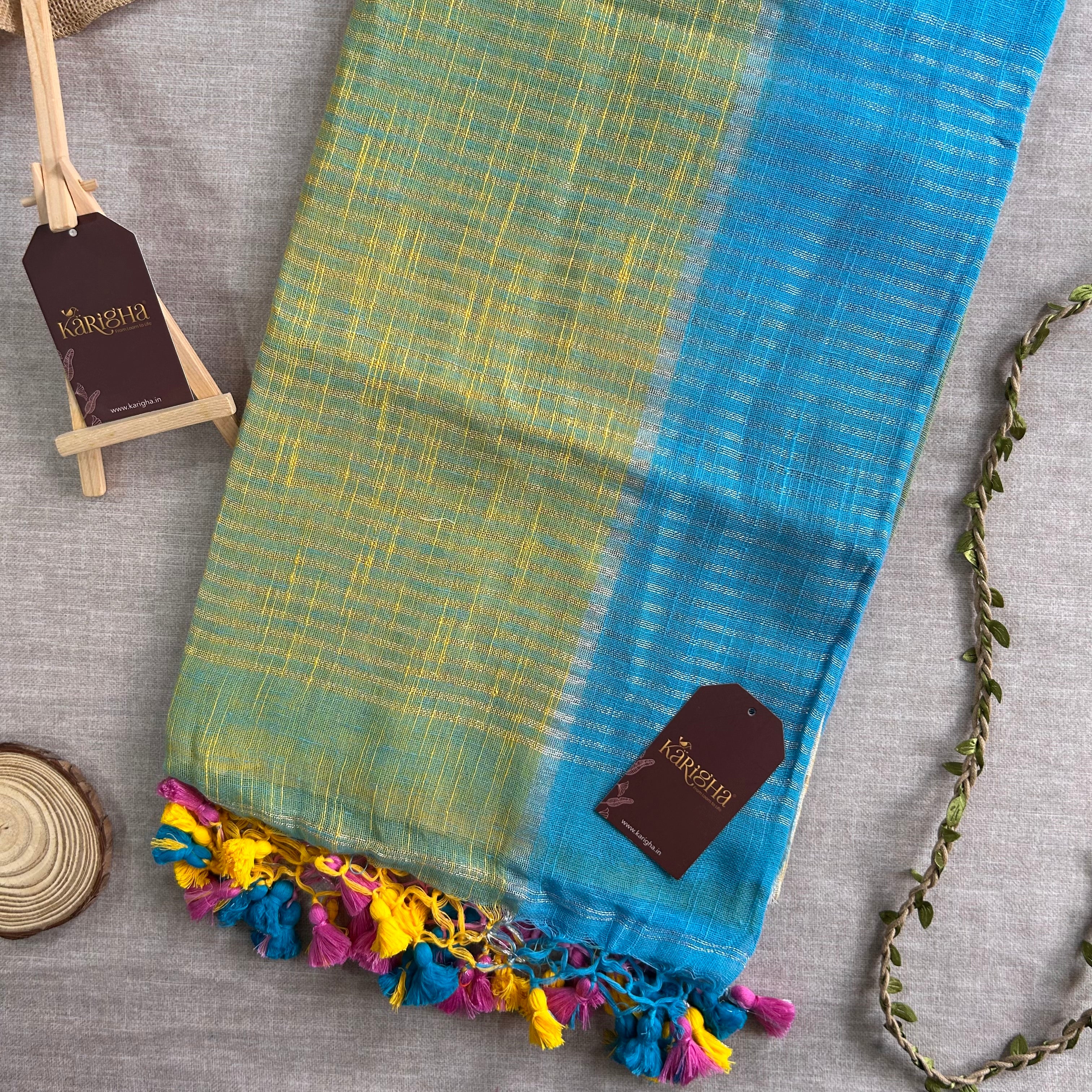 Urban Palette – Linen Cotton Saree with Contemporary Color Panels