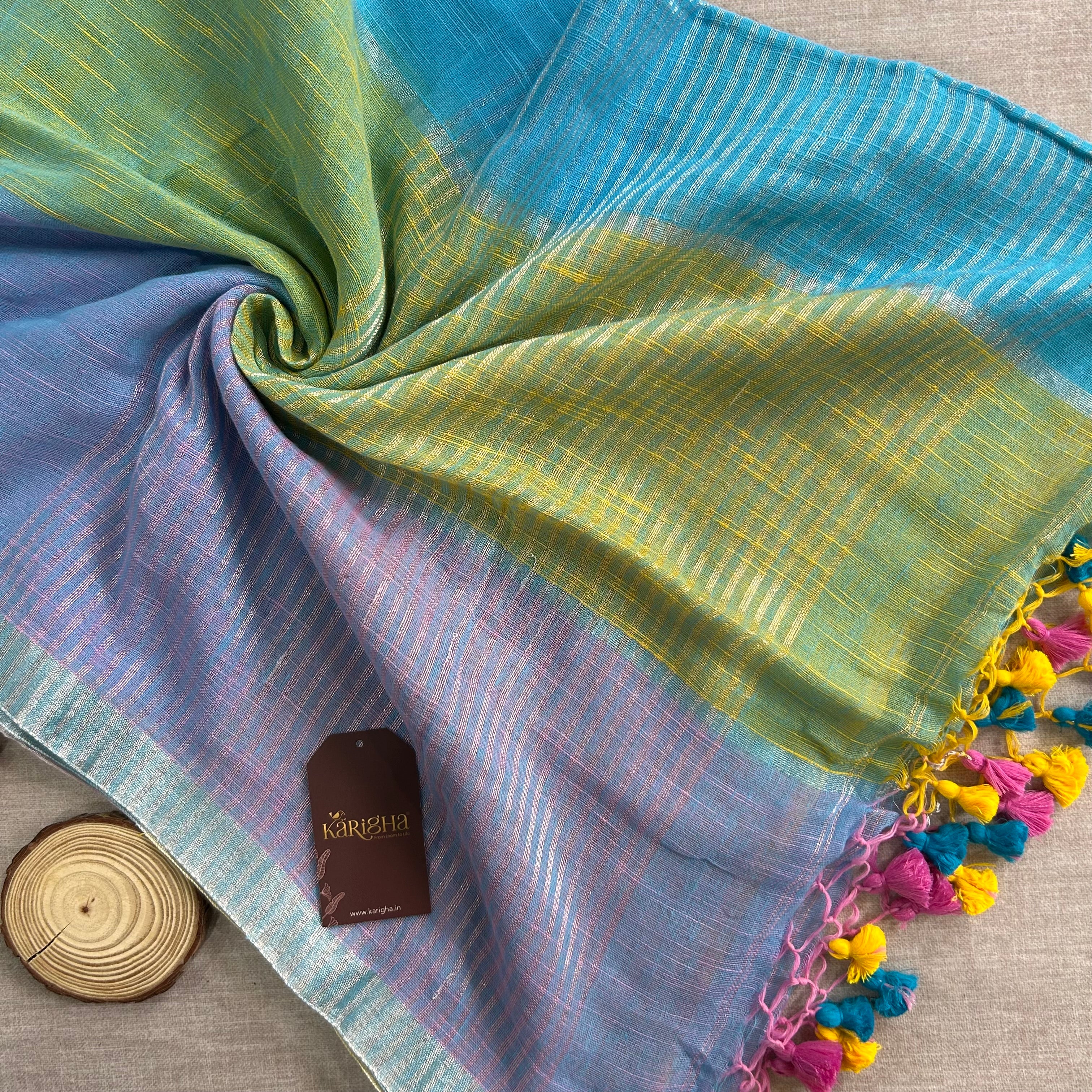 Urban Palette – Linen Cotton Saree with Contemporary Color Panels